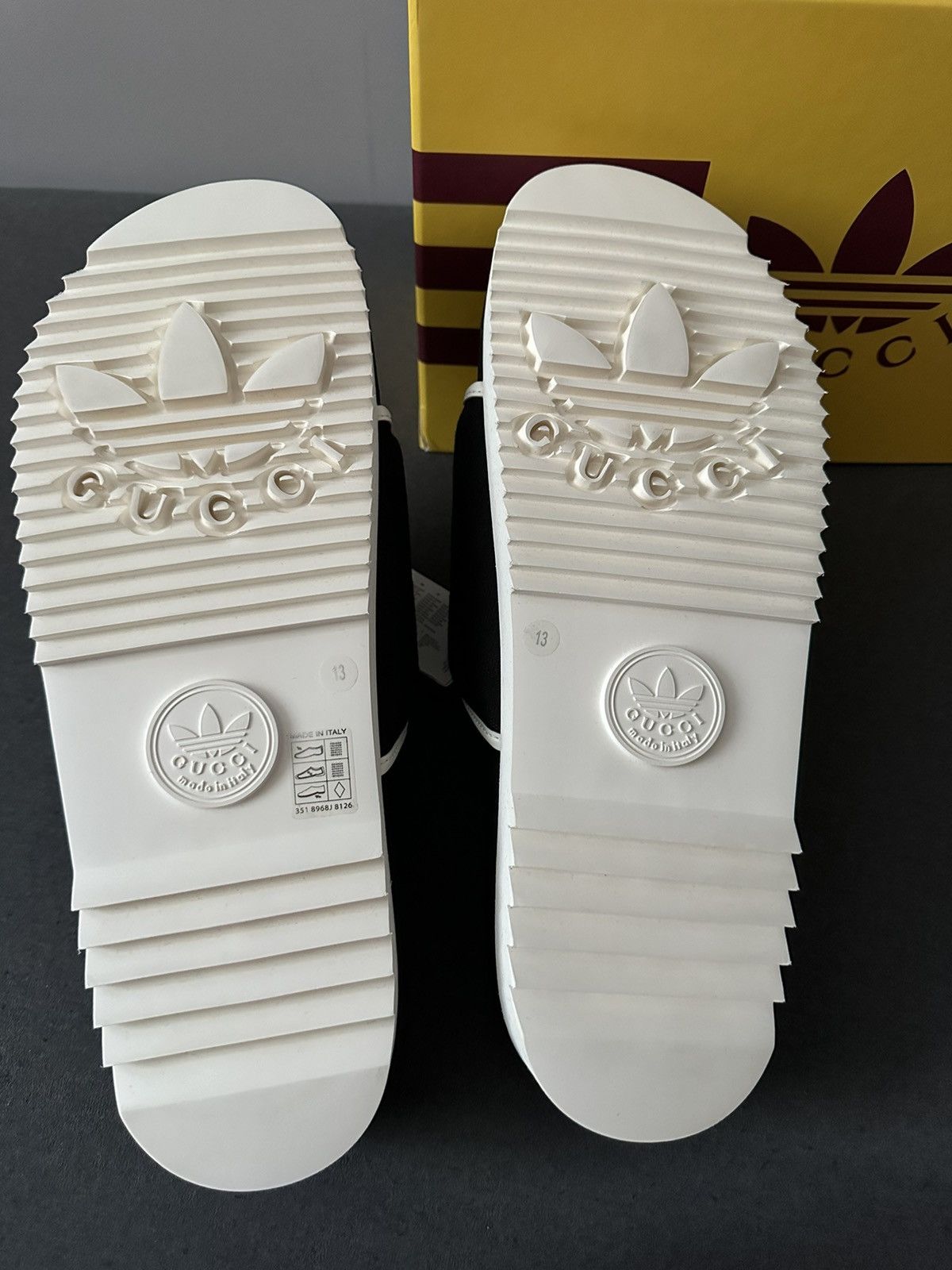 Adidas × Designer × Gucci Gucci x Adidas Monogram Slide Core Black 13US Size US 14 / EU 47 - 2 Thumbnail