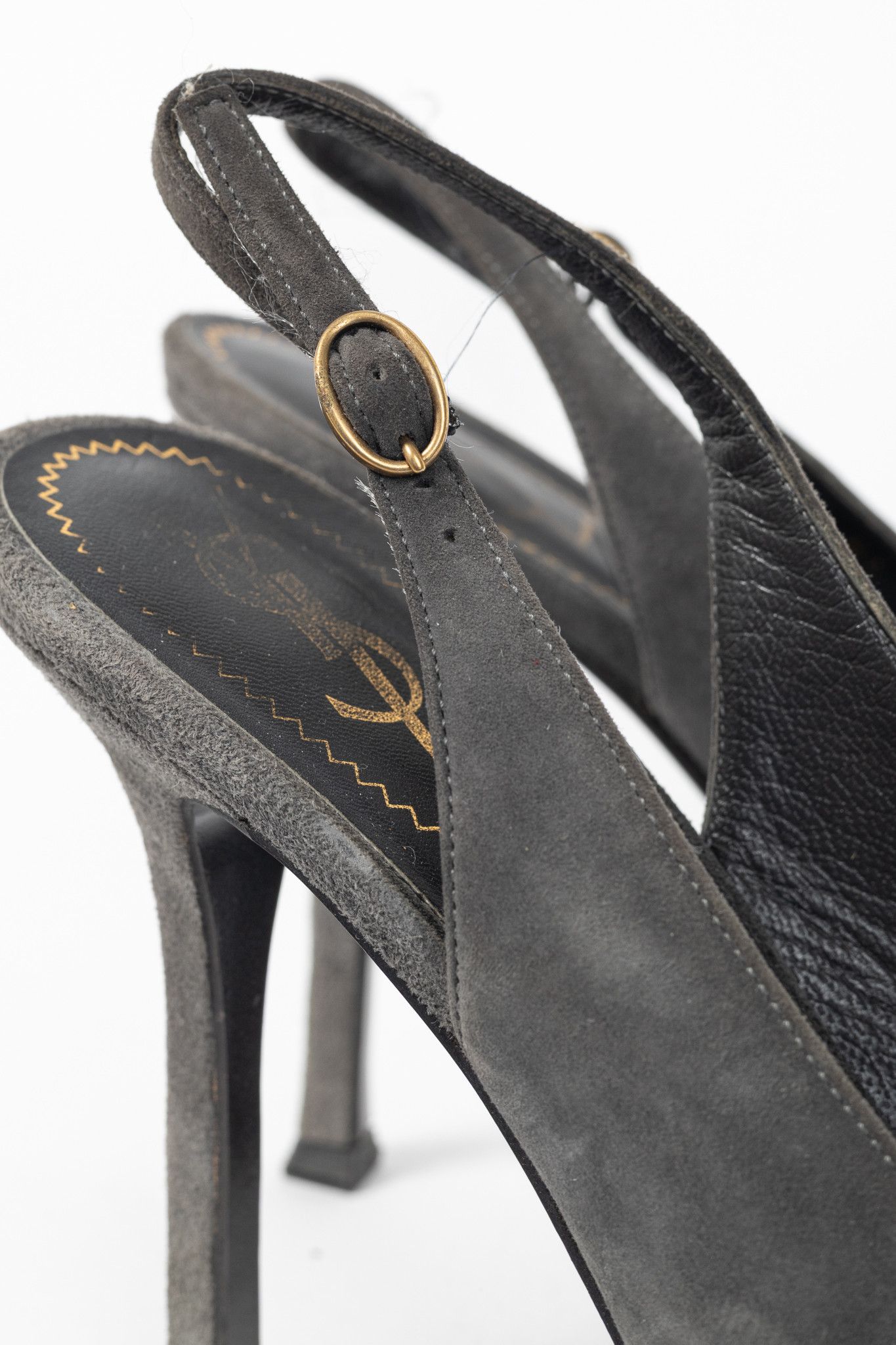 Yves Saint Laurent Yves Saint Laurent Tribtoo Suede Platform Slingback Pumps Size US 6.5 / IT 36.5 - 9 Thumbnail