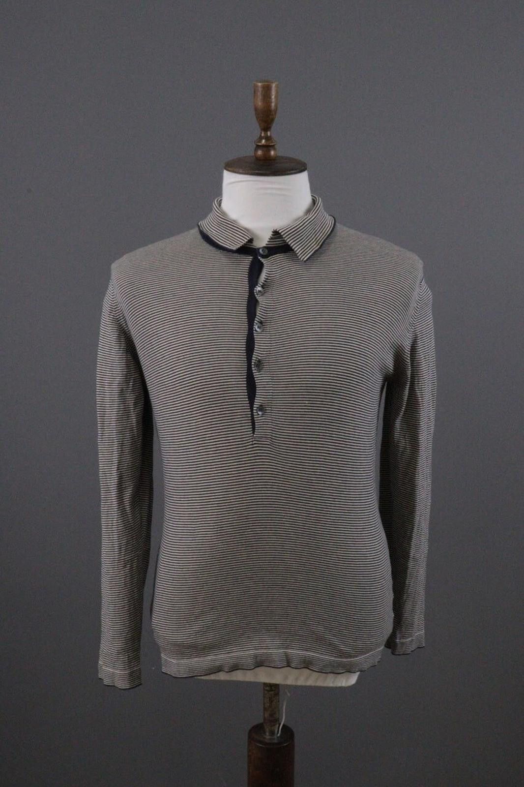 John Smedley John Smedley Gray Striped Knit Polo Shirt Size 41 Size US M / EU 48-50 / 2 - 1 Thumbnail