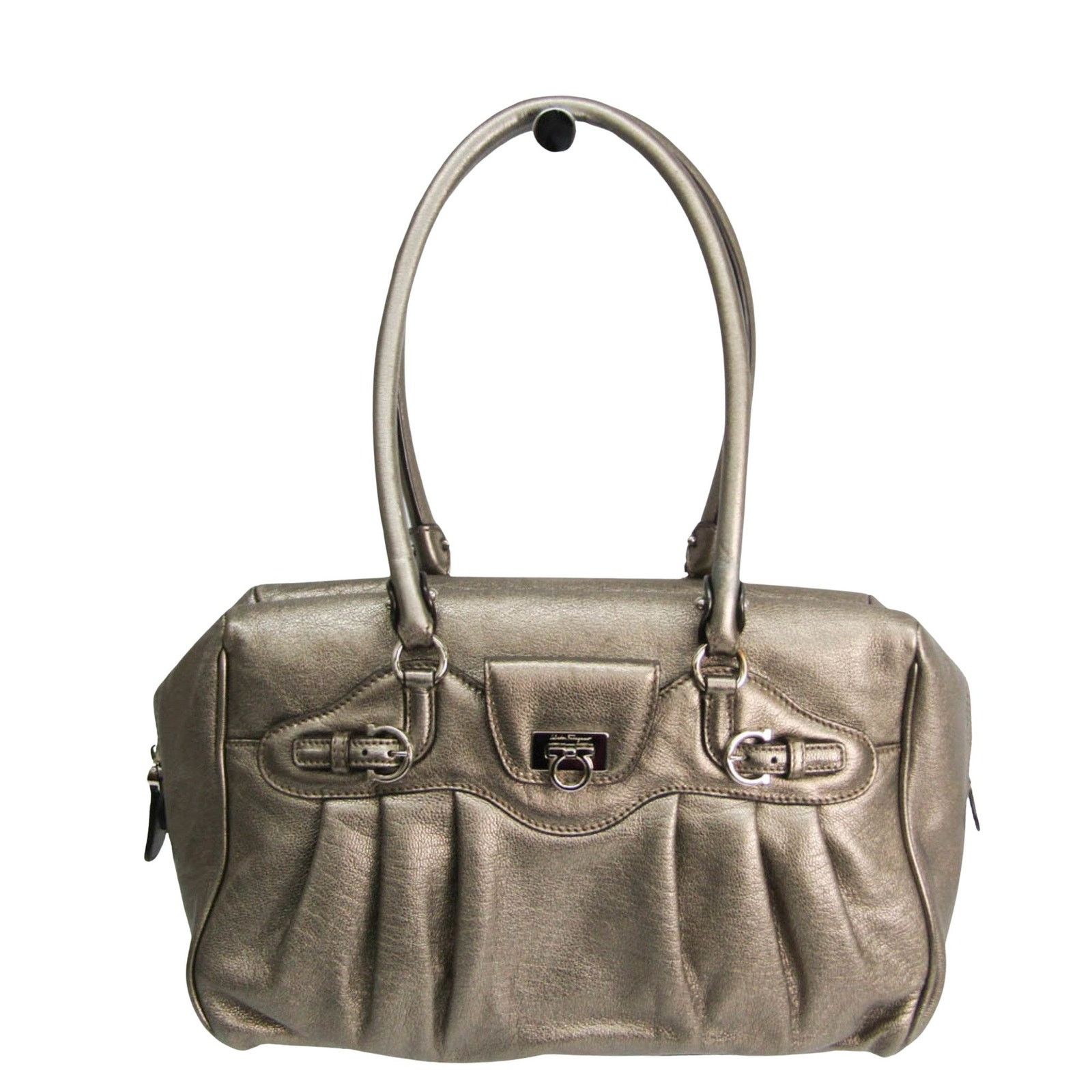 Salvatore Ferragamo Silver Leather Gancini