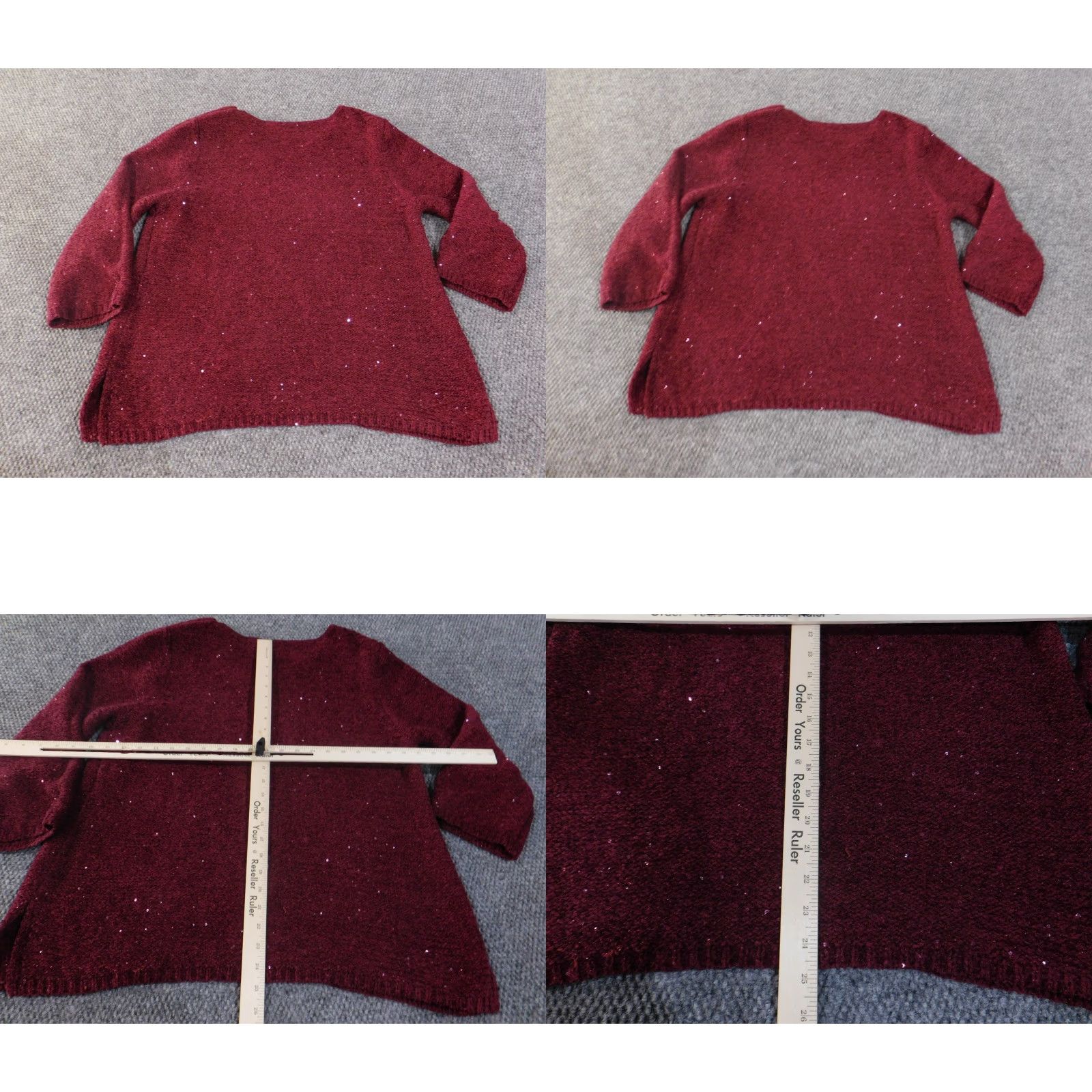 Vintage Chicos Sweater Womens 3 Red Burgundy Sequin Knit V-Neck Pullover Metallic Size XS / US 0-2 / IT 36-38 - 8 Thumbnail