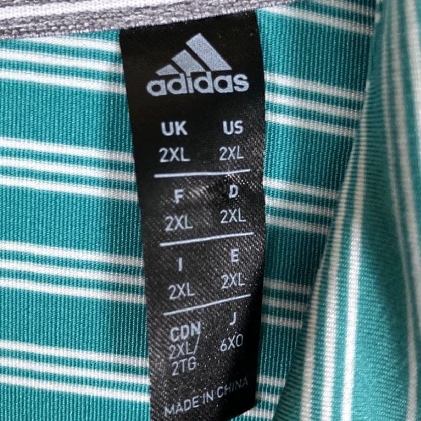 Adidas Adidas Polo Shirt Green Striped Golf Short Sleeve 2XL Men Athletic Big & Tall Casual Activewear | All Seasons, Quick Dry, Breathable Size US XXL / EU 58 / 5 - 6 Thumbnail