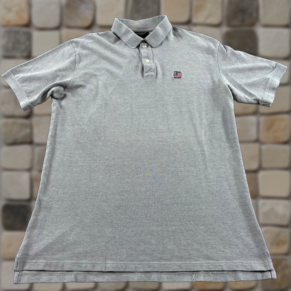 Vintage Vtg Polo Jeans Co Shirt Men M Gray Cotton Ralph Lauren Embroidered Flag & Collar Size US M / EU 48-50 / 2 - 1 Thumbnail