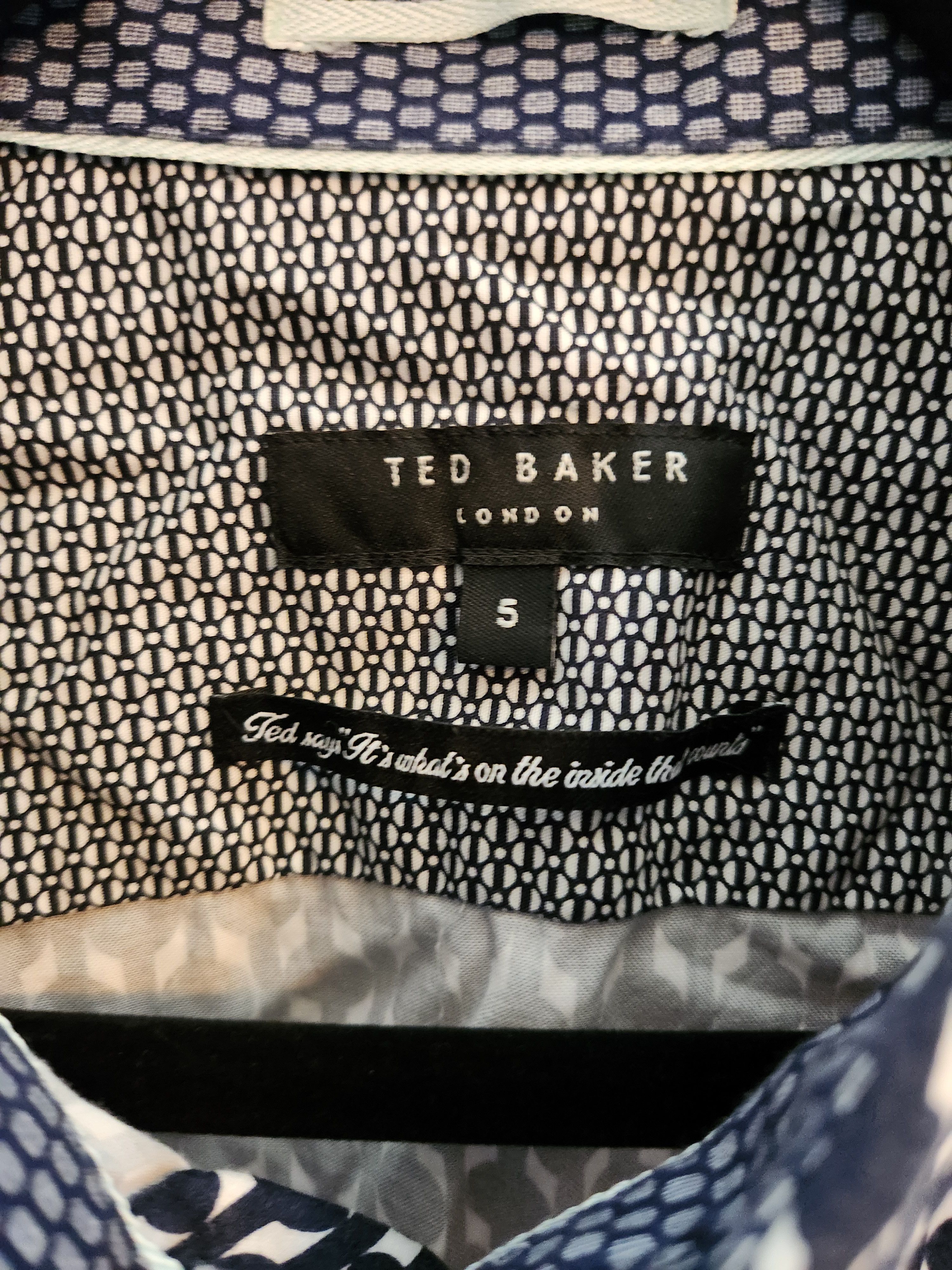 Ted Baker 100% Cotton Blue and White Button Front Short Sleeve Shirt Size US L / EU 52-54 / 3 - 4 Thumbnail