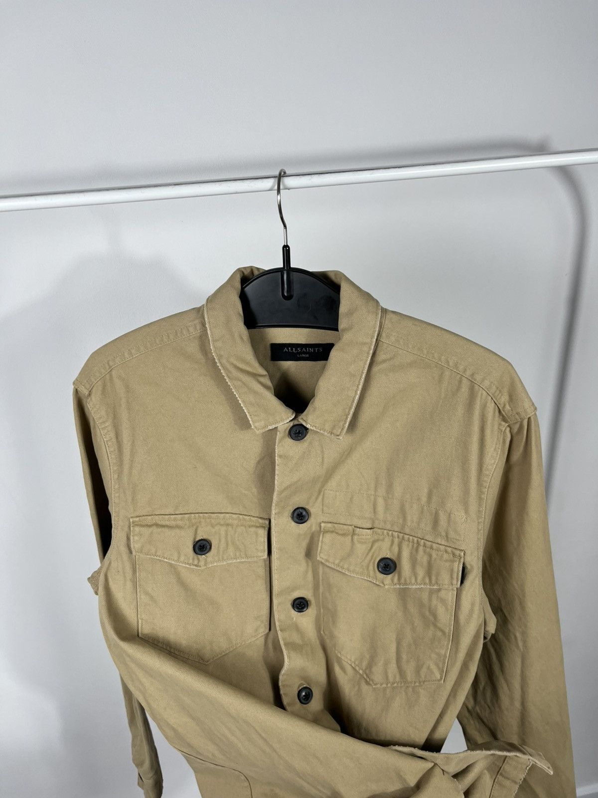 Allsaints AllSaints Khaki Cotton Button Up Overshirt Jacket L Size US L / EU 52-54 / 3 - 9 Thumbnail