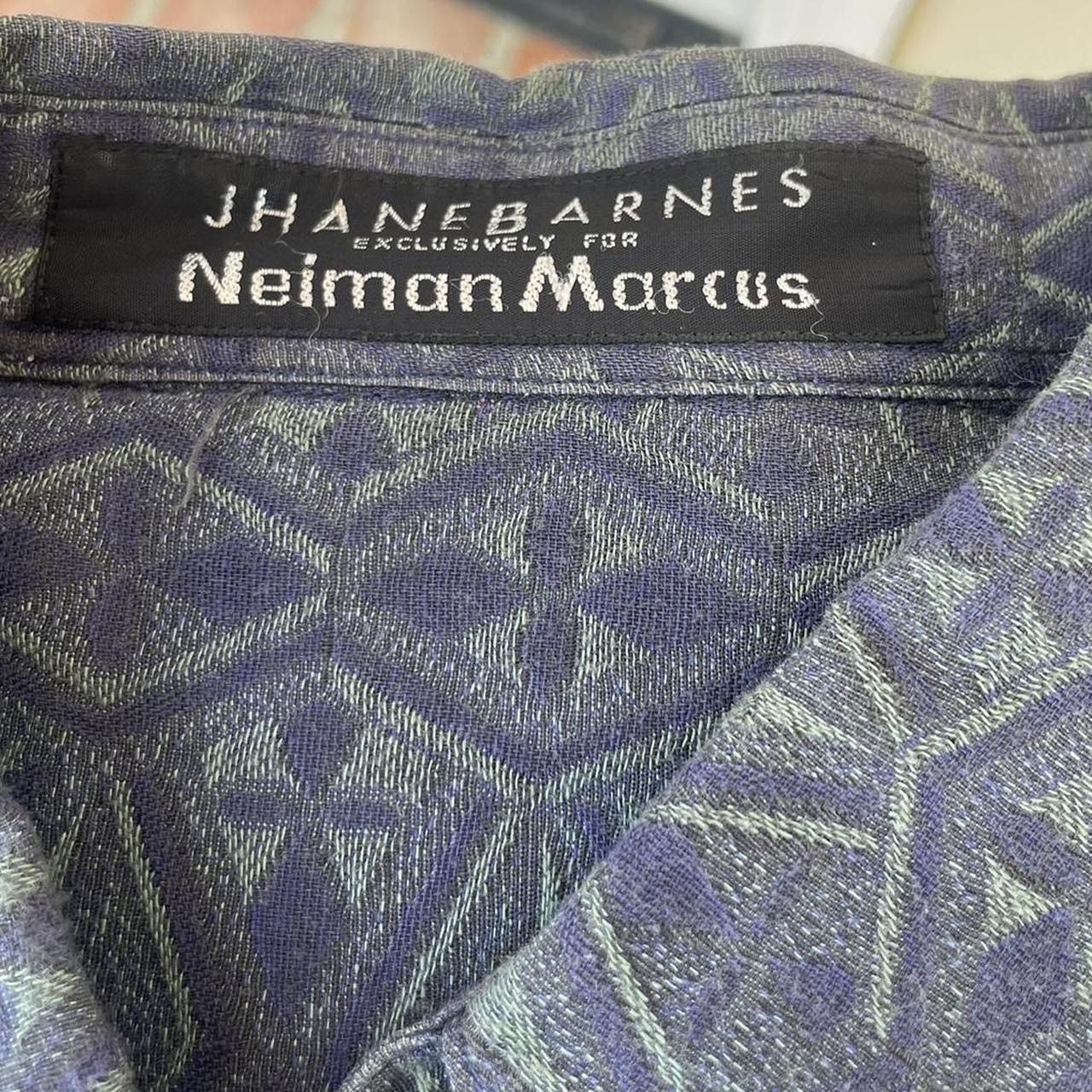 Neiman Marcus × Vintage × Zara Vintage Jhane Barnes Shirt blue Pattern Button Down 90's Size US L / EU 52-54 / 3 - 5 Thumbnail