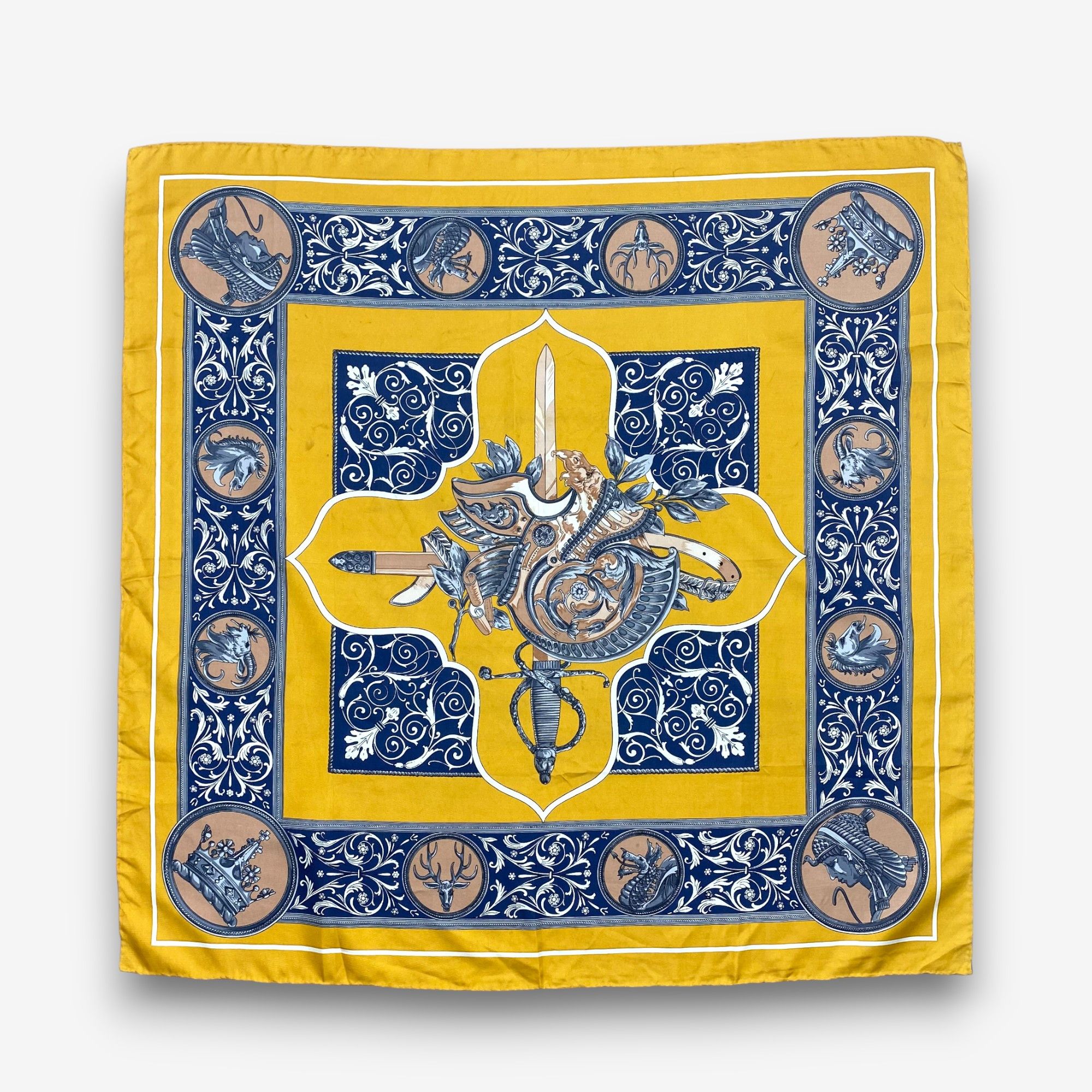 Japanese Brand Vintage Mythology SILK Scarf Twill Stole Wraps Scarves Size ONE SIZE - 1 Thumbnail