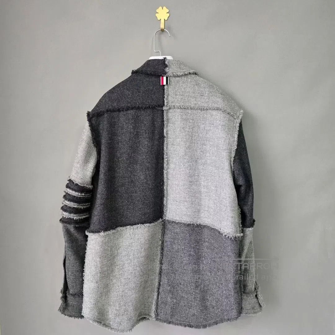 Thom Browne Thom Browne Black and Grey Color-Block Fringe Patchwork Wo Size US M / EU 48-50 / 2 - 2 Thumbnail