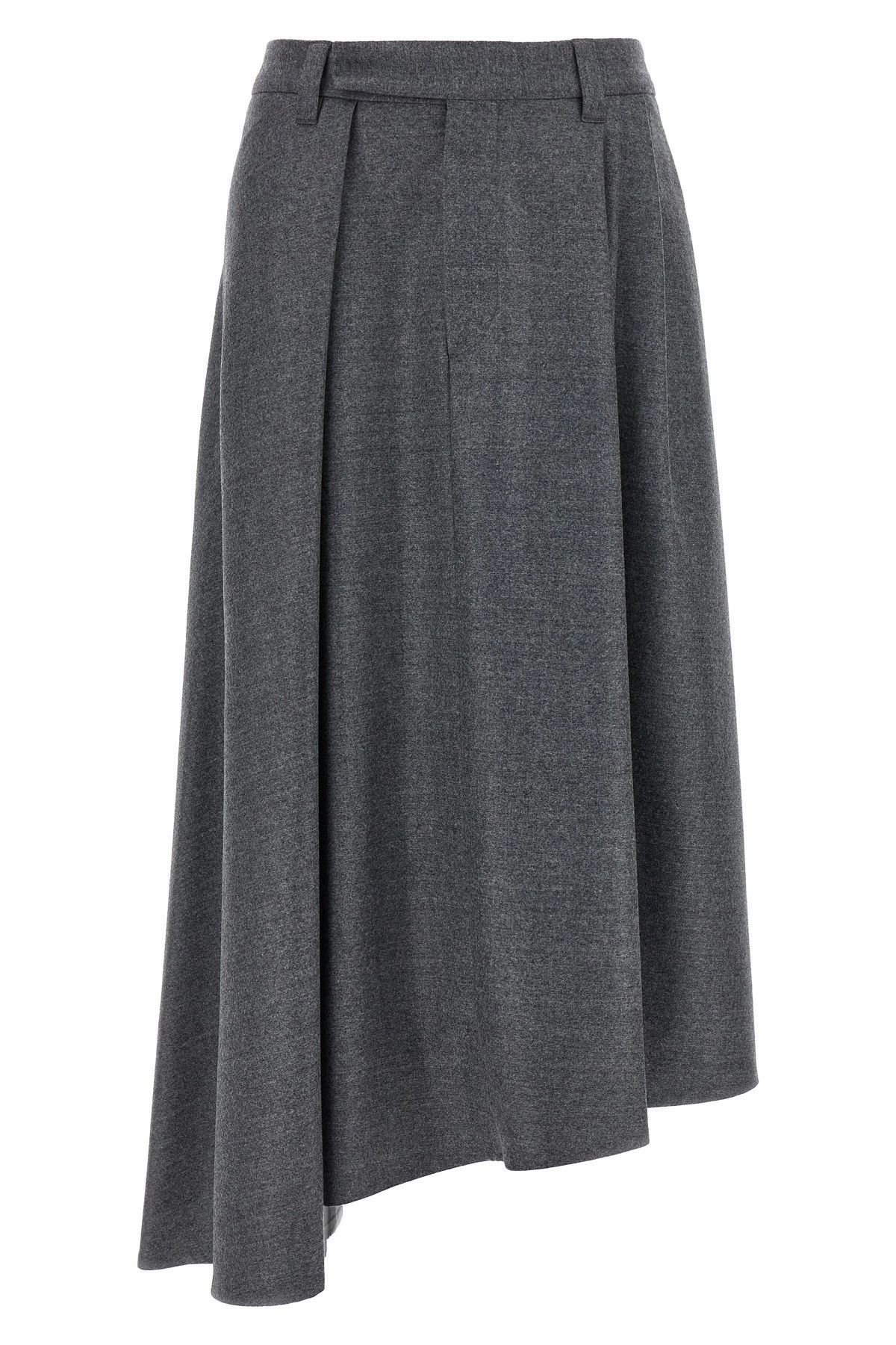 Asymmetrical wool skirt