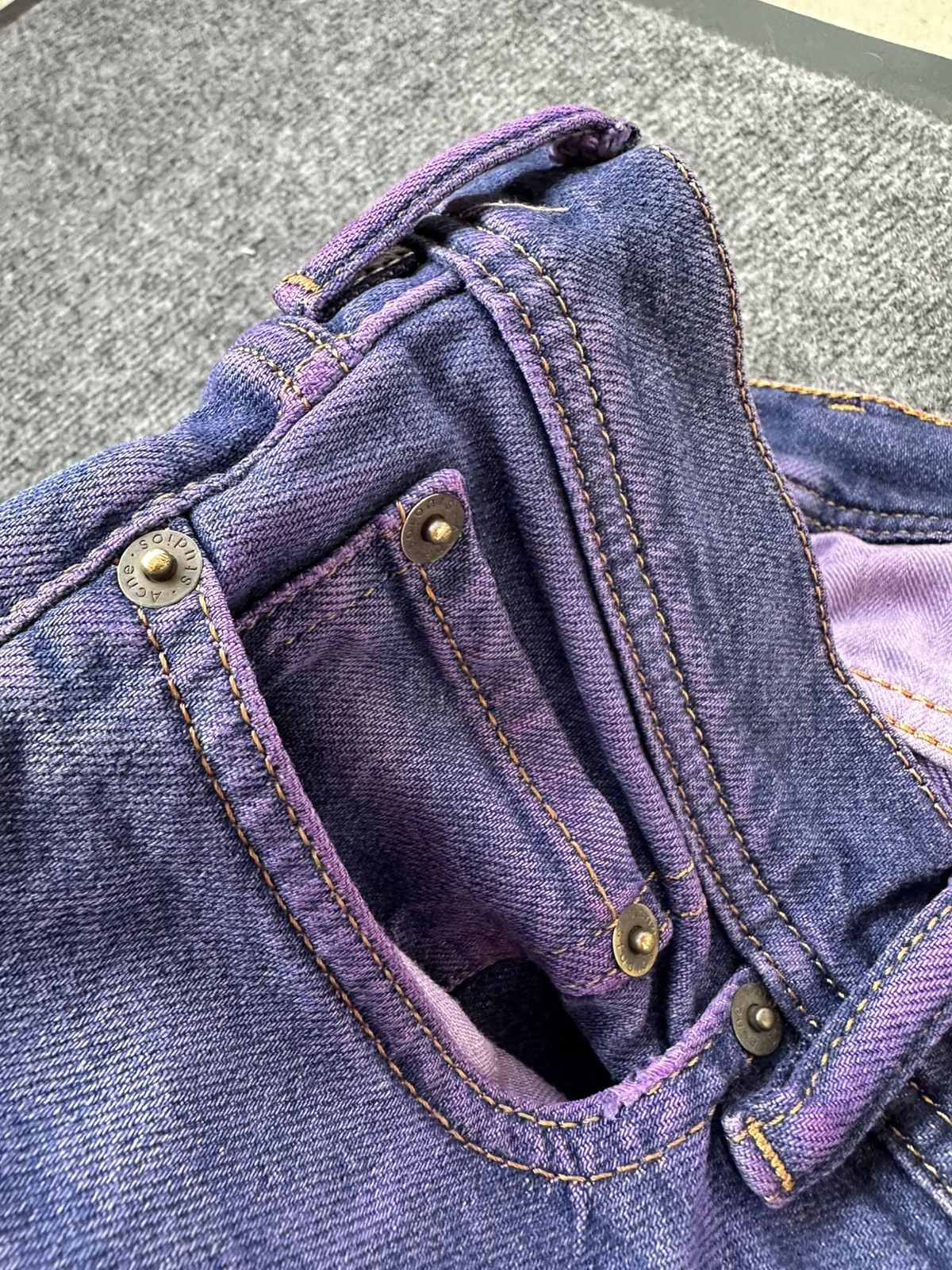 Acne Studios Acne Studios Blå Konst Purple Overdyed Logo Jeans Size US 30 / EU 46 - 7 Thumbnail
