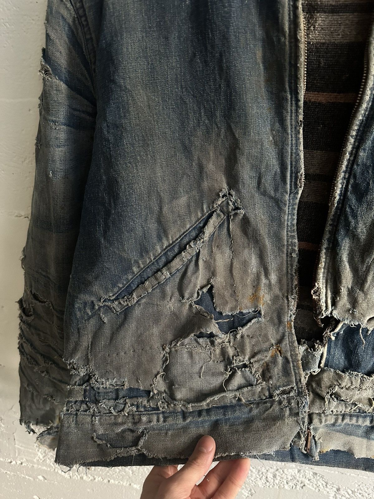 Vintage Super Thrashed Blanket lined denim jacket 50-60’s Size US M / EU 48-50 / 2 - 3 Thumbnail