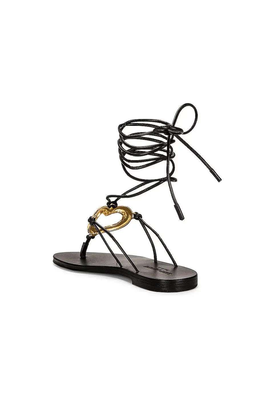 Saint Laurent Paris o1s1wg111024 Love Flat Sandals Smooth Leather Gold-Tone Size US 8 / IT 38 - 3 Thumbnail
