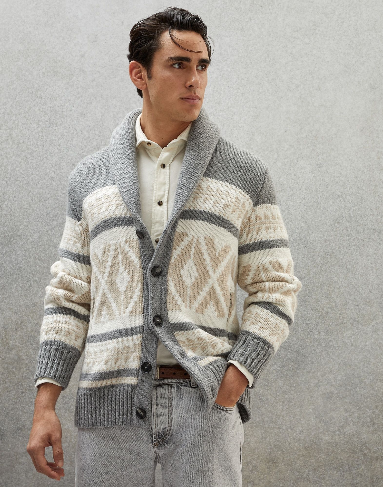 Brunello Cucinelli o1w1db10225 Cashmere Cardigan in Multicolor Size US L / EU 52-54 / 3 - 1 Thumbnail