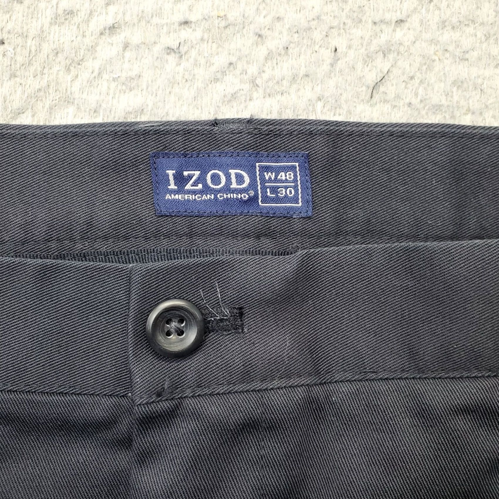 Izod IZOD Chino Pants Mens 48/30 Black Cotton Pleated Classic Fit Slash Pocket Formal Shirt Size US 32 / EU 48 - 7 Thumbnail