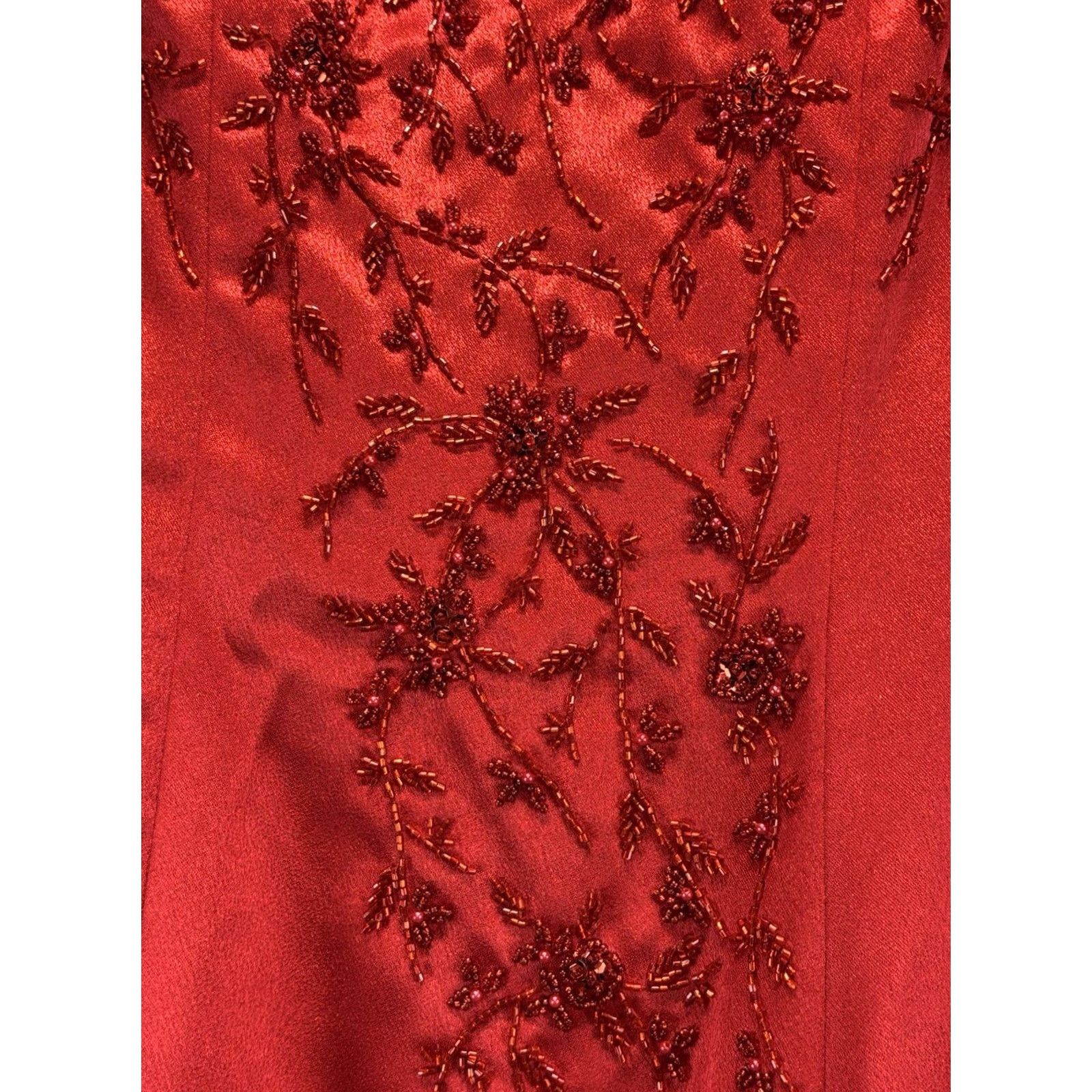 Vintage VINTAGE Legends Beaded Prom Gown Dress Cherry Red Train Womens 6 1990s Roswell GA Size M / US 6-8 / IT 42-44 - 3 Thumbnail
