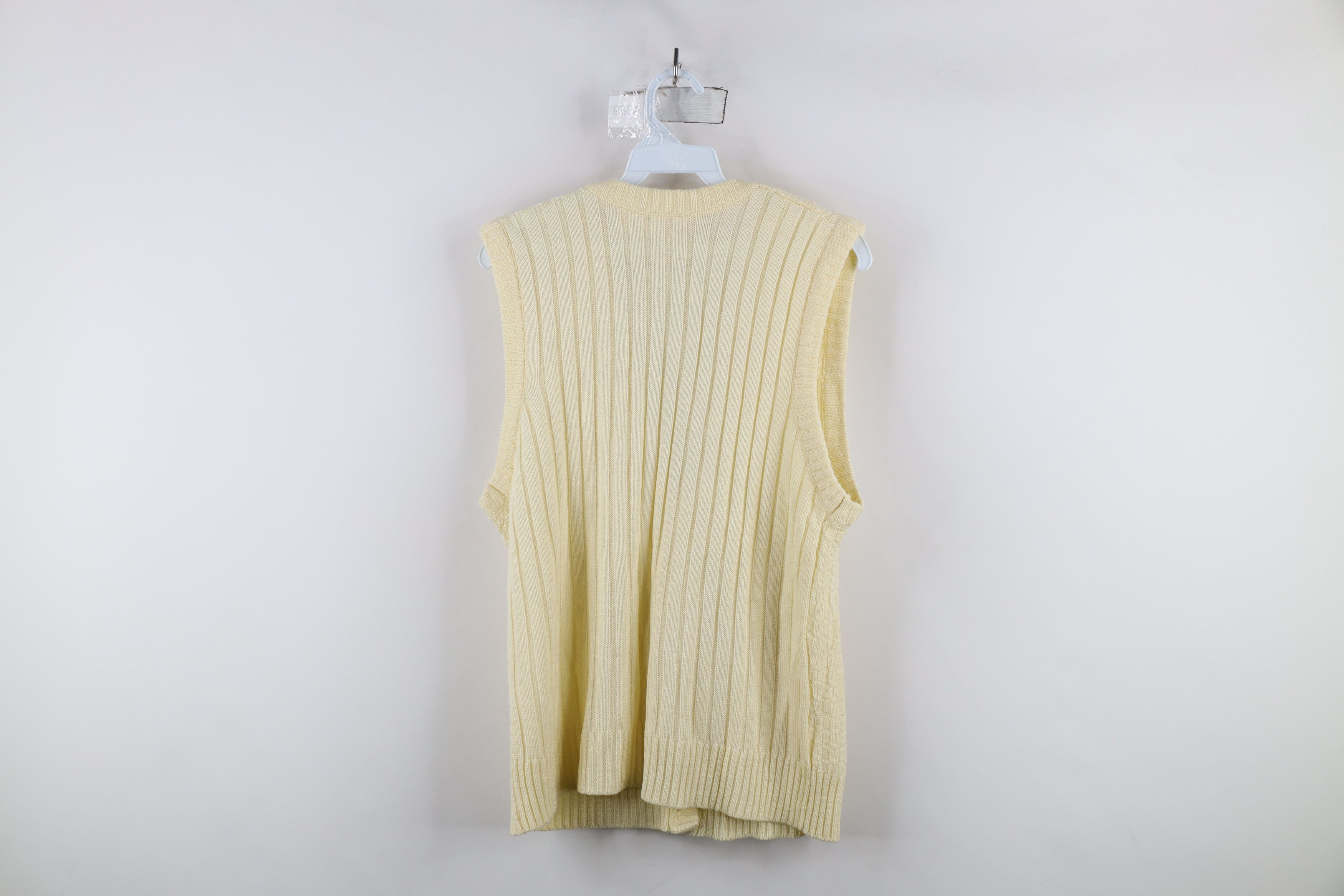 Vintage Vintage 90s Streetwear Ribbed Cardigan Sweater Vest Cream Size L / US 10 / IT 46 - 8 Thumbnail