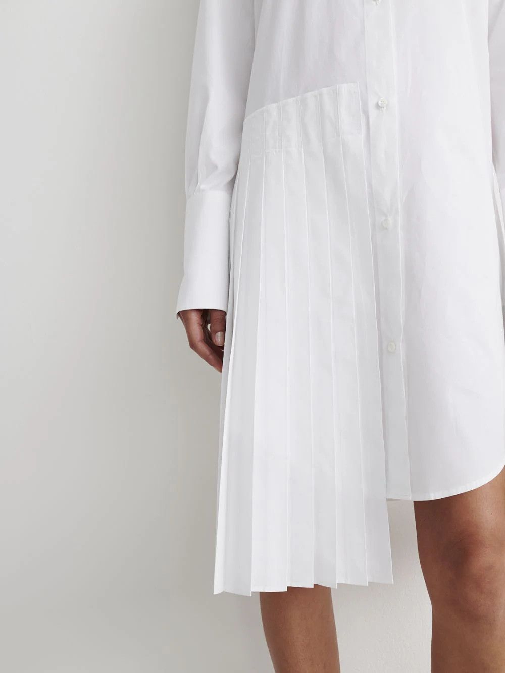 Off-White o1mle0824 Plisse Shirt Dress in White Size S / US 4 / IT 40 - 2 Thumbnail