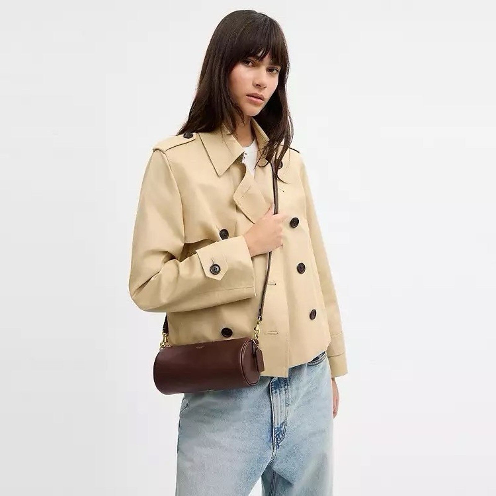 Coach NWT Coach Small Barrel Bag Leather Handbag CDY80 Brass/maple Size ONE SIZE - 9 Thumbnail