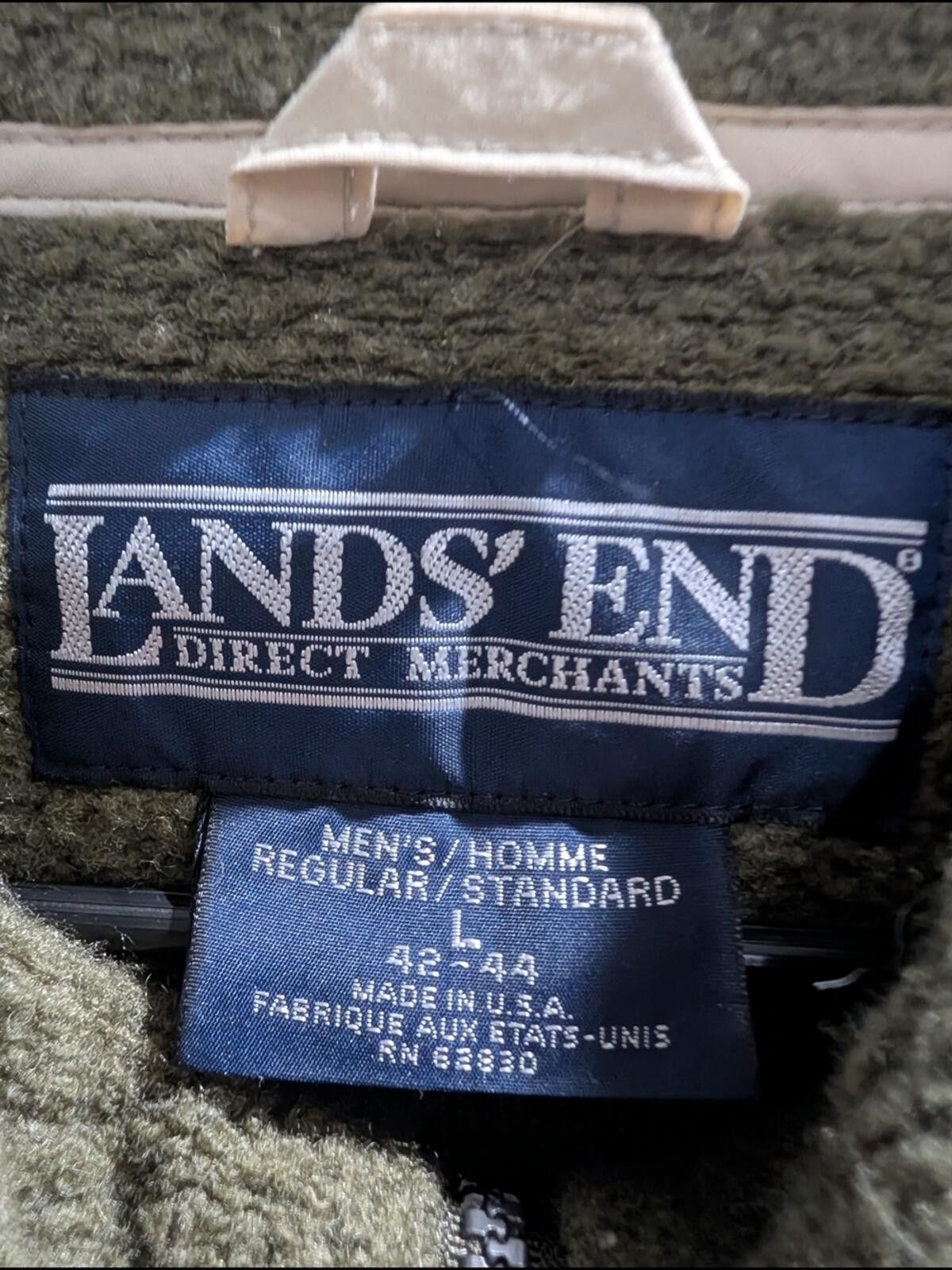 Lands' End Lands' End Olive Green Sherpa Fleece Vest with Contrast Trim Size US L / EU 52-54 / 3 - 3 Thumbnail