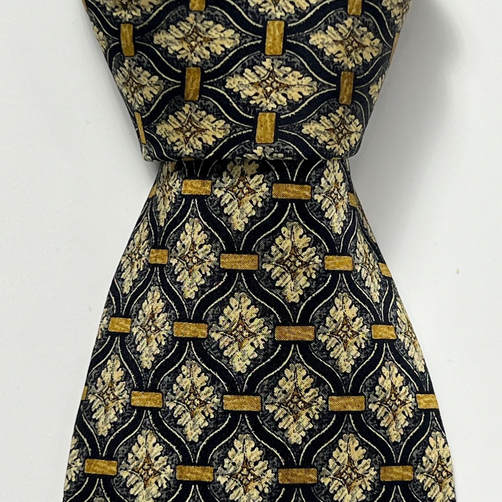 Valentino Valentino Cravatte Vintage Men's Tie Grey Gold Silk Necktie Size ONE SIZE - 4 Thumbnail