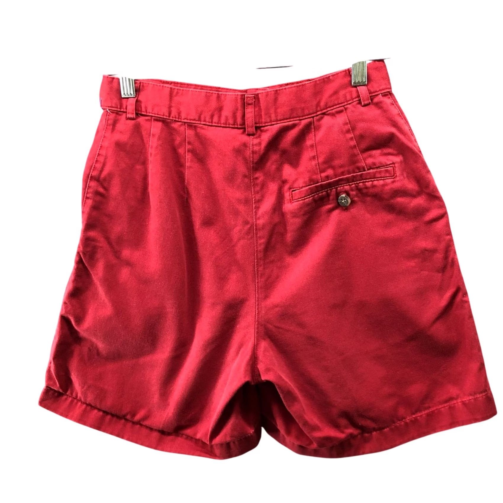 Vintage VINTAGE L.L. Bean Chino Shorts Womens S Red High Waisted Pleated Front Relaxed Size 28" / US 6 / IT 42 - 2 Thumbnail