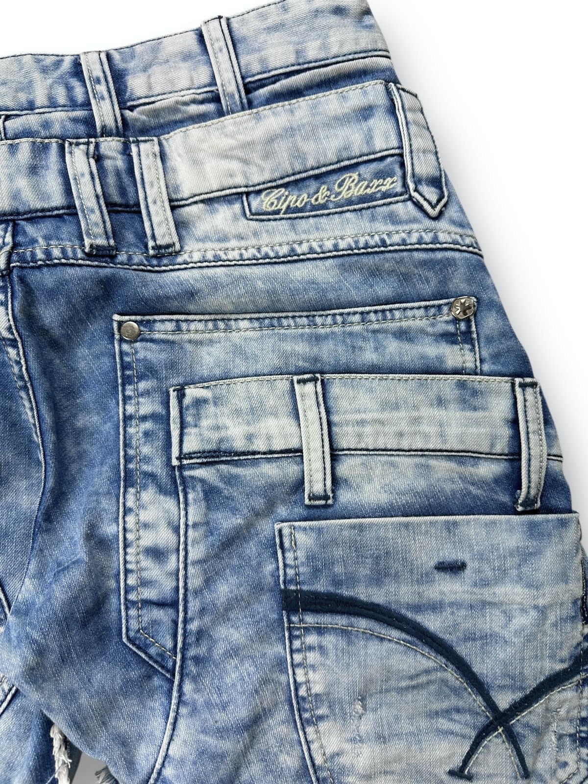 Japanese Brand Vintage Y2K Cipo & Baxx Double Waist Patchwork Jeans W29 L32 Size US 29 - 17 Thumbnail