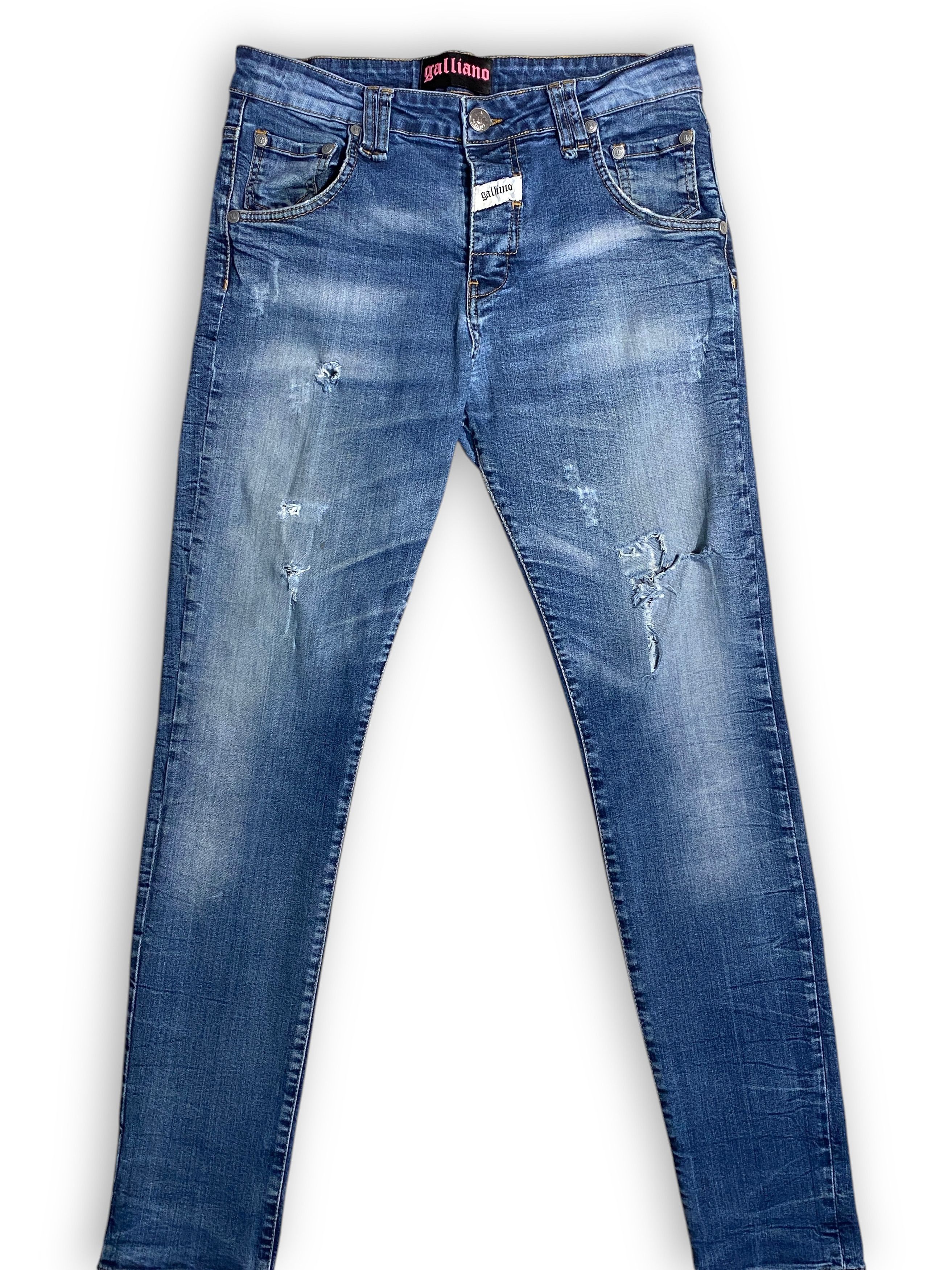 John Galliano Galliano Distressed Washed Ripped Gothic Slim Jeans Vintage Size US 34 / EU 50 - 2 Thumbnail
