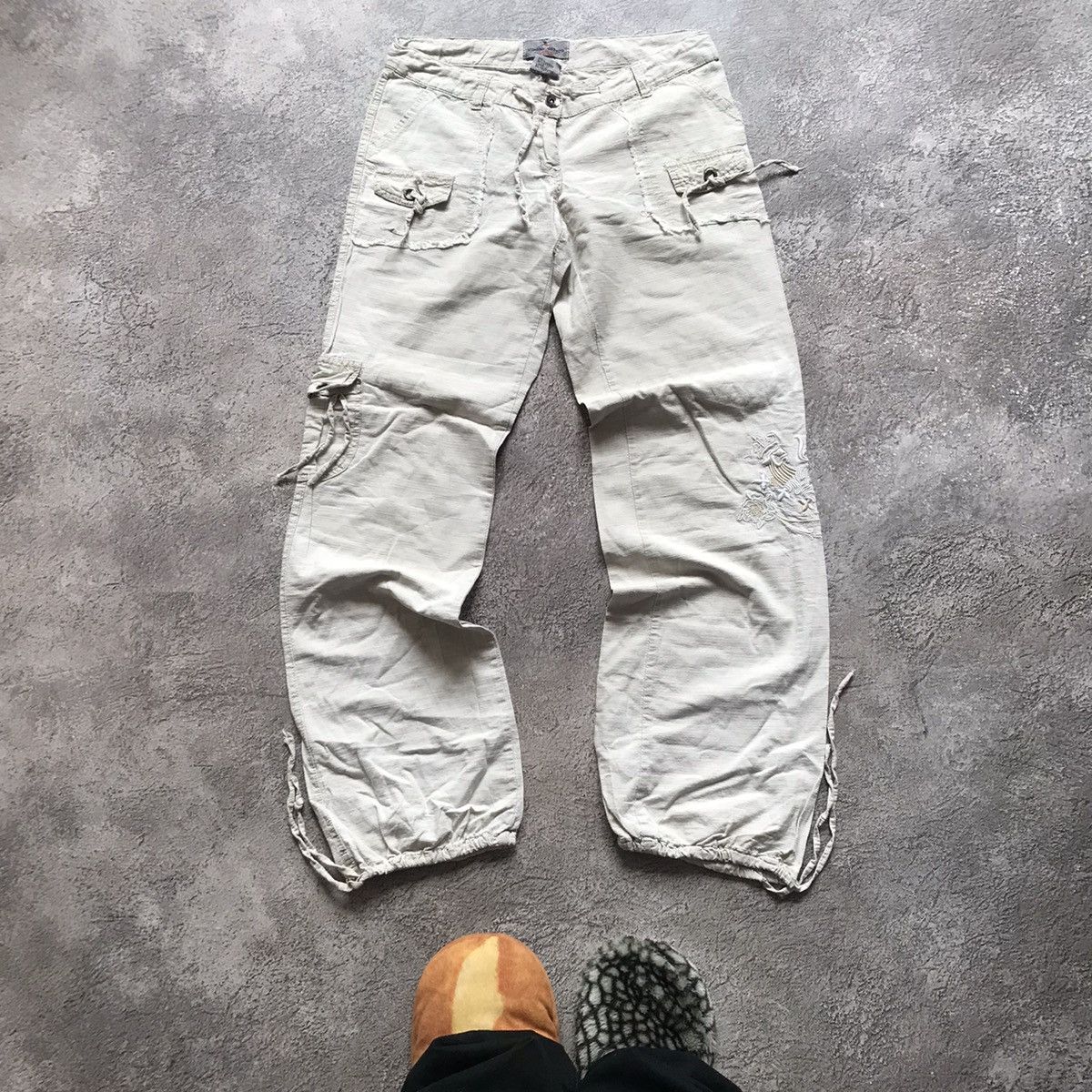 Vintage Vintage 90s Baggy Cargo Pants Parachute Flared Streetwear 29 Size 29" - 2 Thumbnail