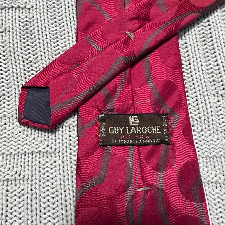 Guy Laroche Vintage Guy Laroche maroon monotone polka dot silk tie Size ONE SIZE - 3 Thumbnail