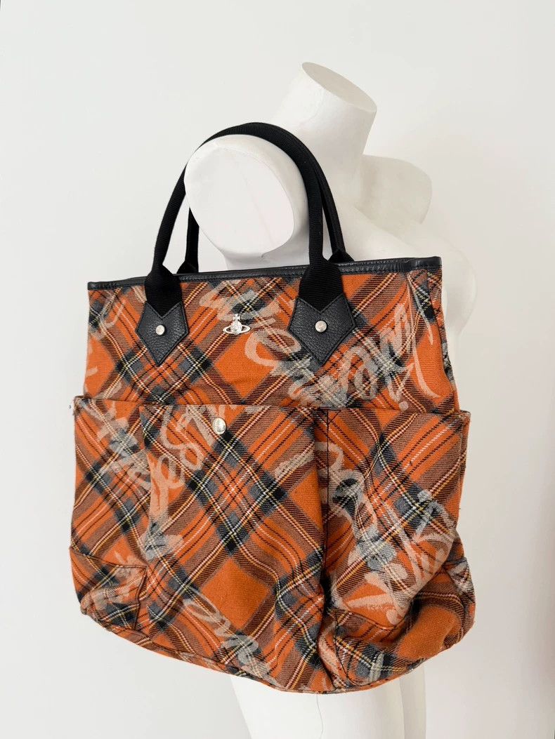 Vivienne Westwood Vivienne Westwood size os Orange checkered text graffiti ba Size ONE SIZE - 1 Thumbnail