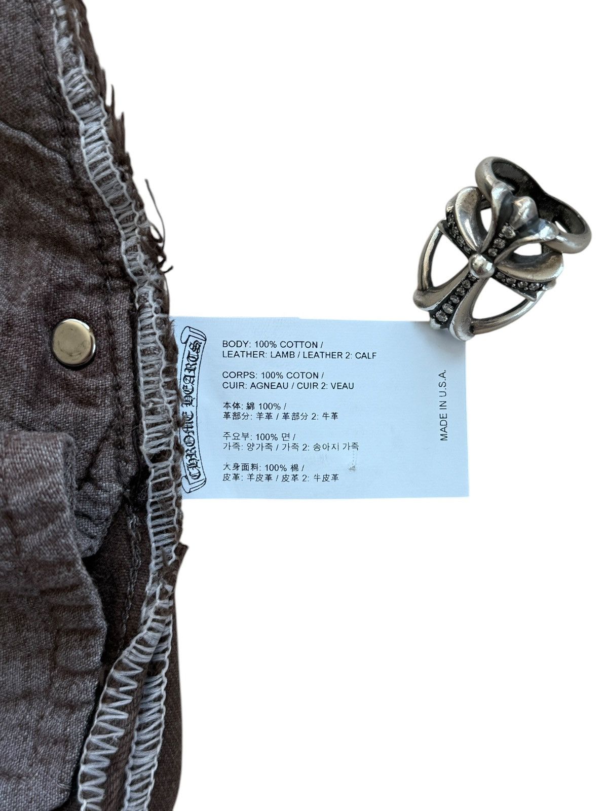 Chrome Hearts × Levi's OFFSET Personal Chrome Hearts Brown Levi’s Cross Patch Jeans Size US 29 - 16 Thumbnail