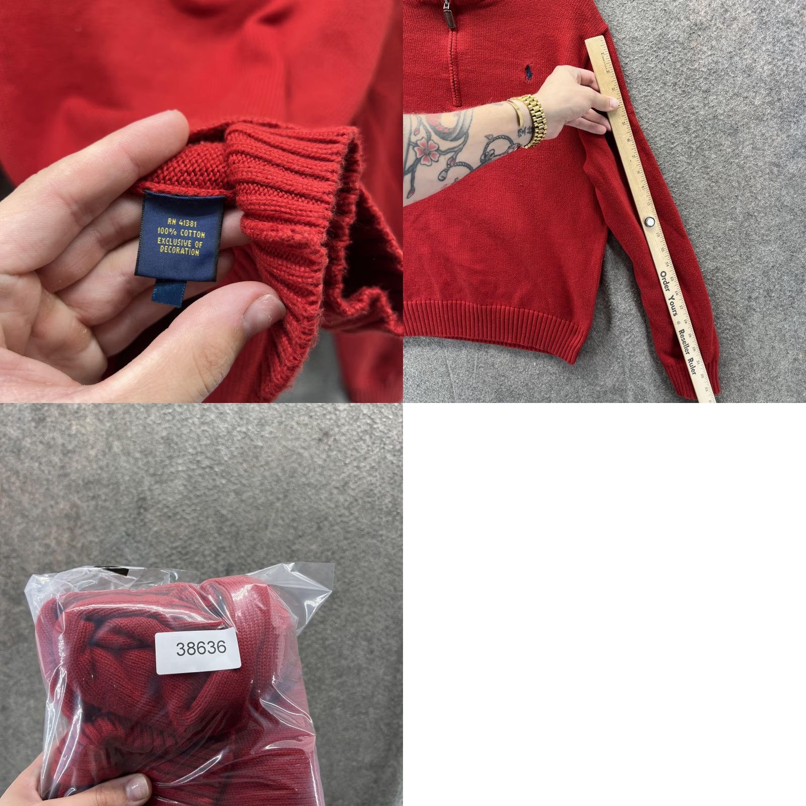Polo Ralph Lauren Polo Ralph Lauren Sweater Mens Medium Red Cotton Quarter Zip Mock Neck Pullover Size US M / EU 48-50 / 2 - 8 Thumbnail