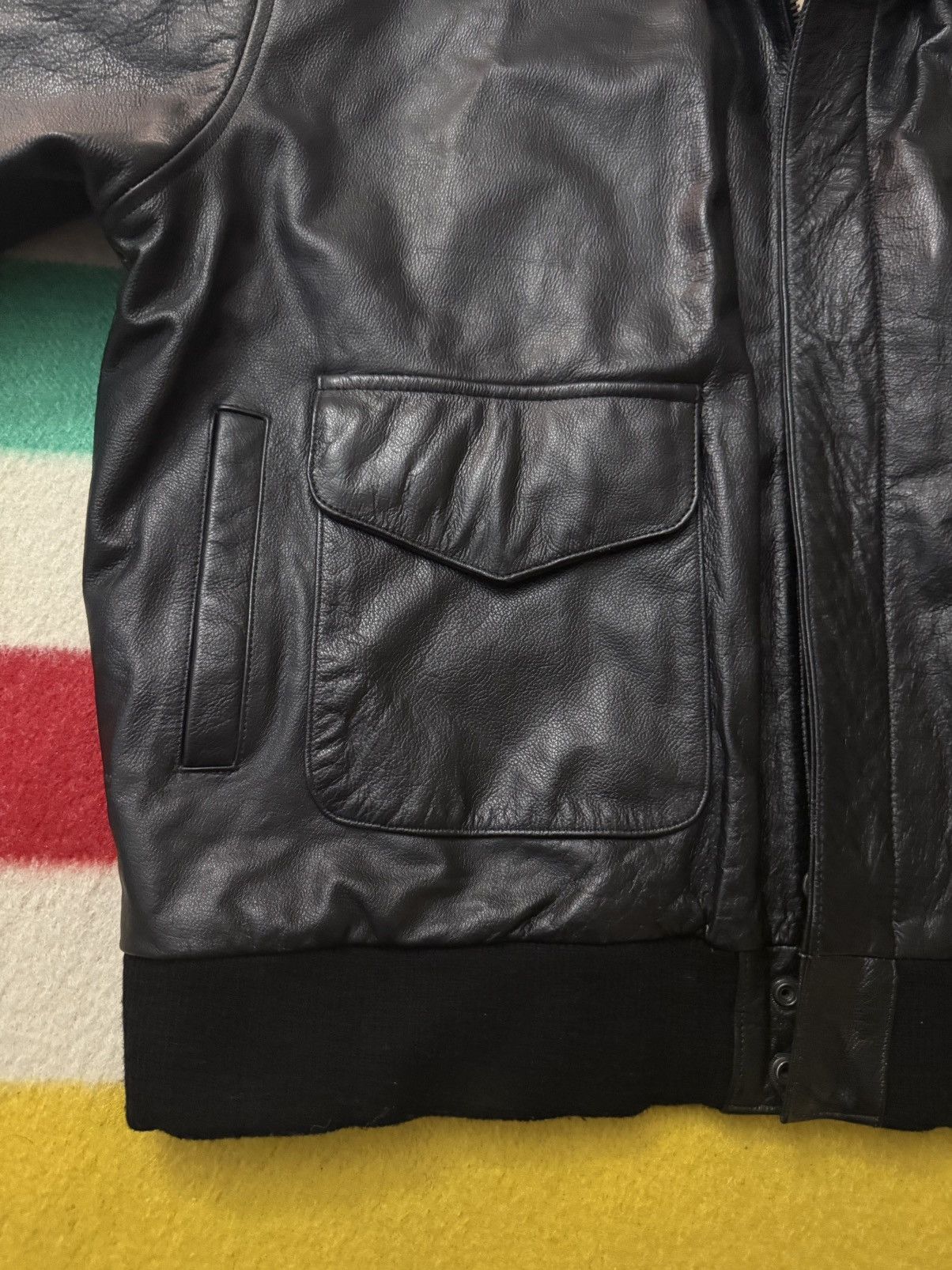 Vintage 90 A2 G1 Leather Military Black Bomber Flight Jacket