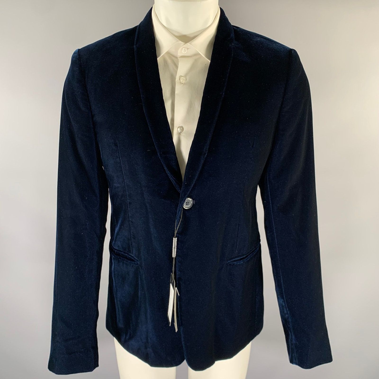 Emporio Armani Size 40 Navy Velvet Acetate Viscose Sport Coat Size 40R - 1 Thumbnail