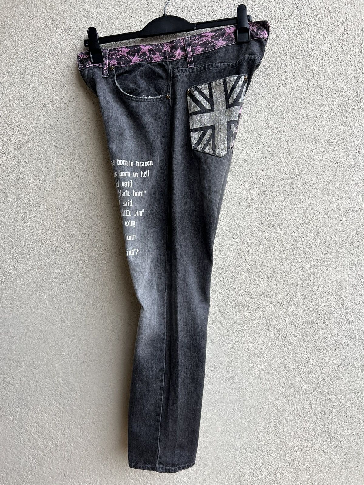 Designer ALGONQUINS Japan Distressed Punk Design Poem Denim Size US 32 / EU 48 - 21 Thumbnail