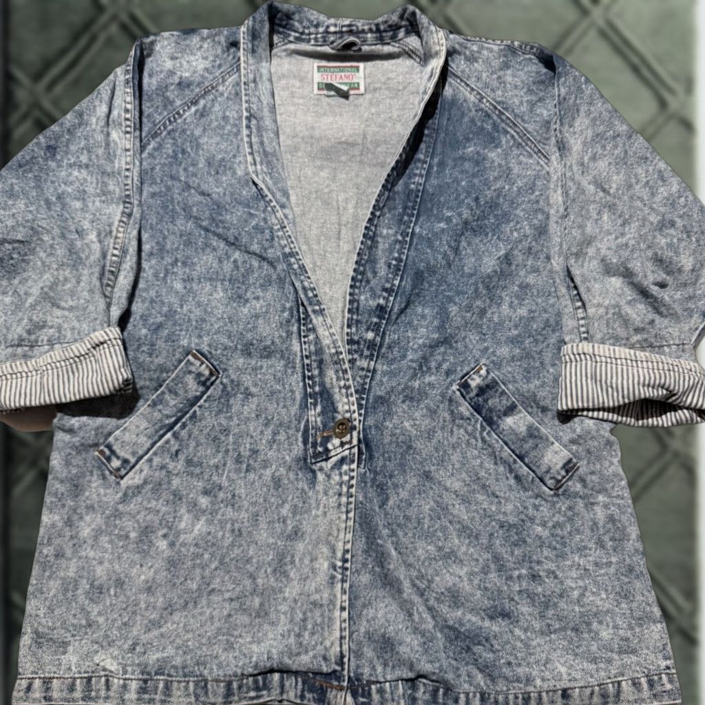 Vintage VINTAGE Stefano Jacket Women Blue Acid Wash Denim Oversized Streetwear 20W Styling - 80s City Classic Mens Womens Girls Size 3XL / US 20-22 - 1 Thumbnail
