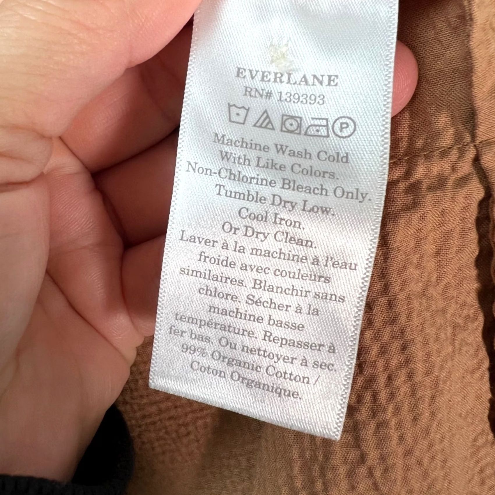 Everlane Everlane Womens XL Organic Cotton Dress Brown Balloon Sleeves Pockets Knee Length 3/4 Sleeve Round Neck Maxi All Season Casual Womens Size XL / US 12-14 / IT 48-50 - 4 Thumbnail