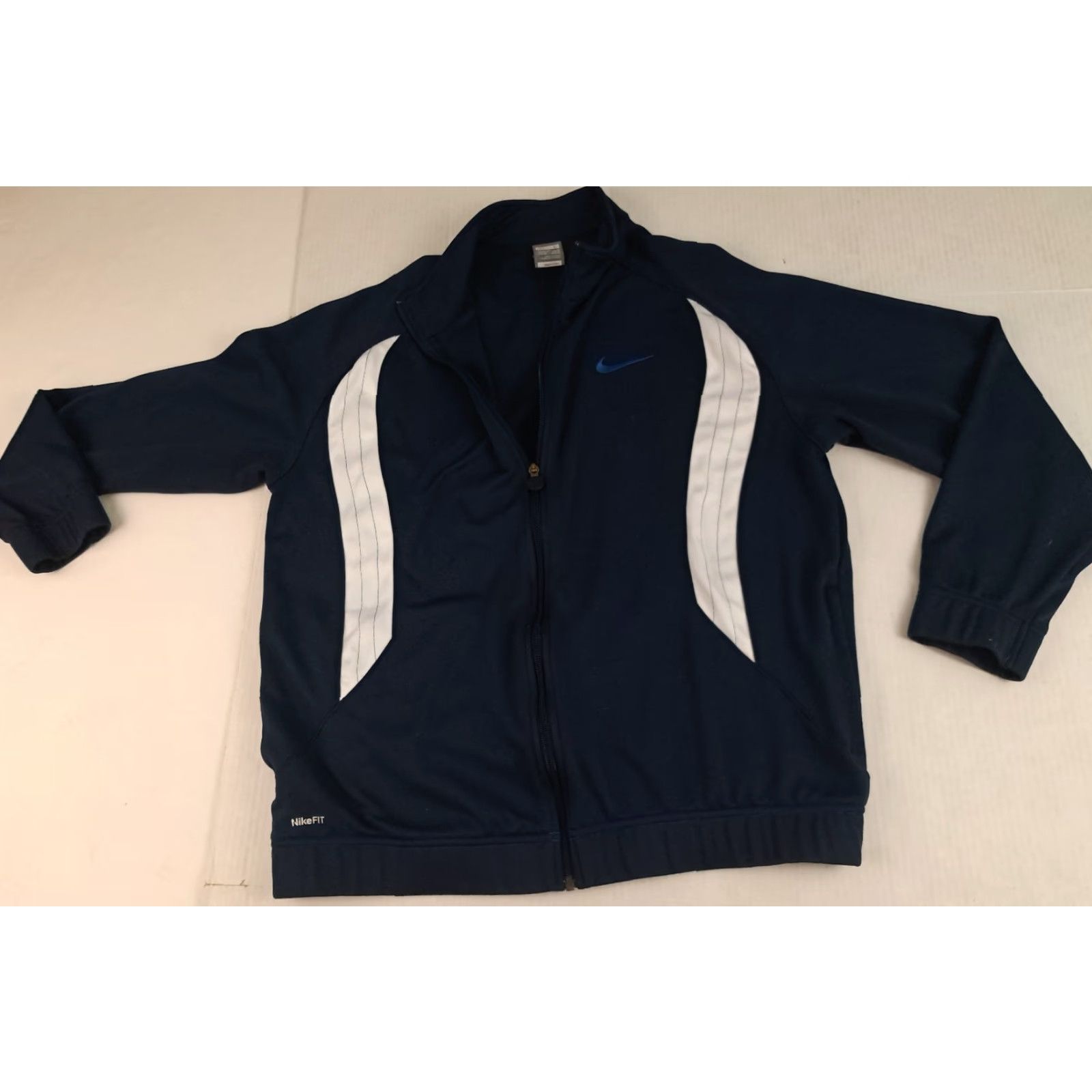 Nike VINTAGE Nike Dri-Fit Full Zip Pin Striped Track Jacket Large Blue 90s Mens Womens Unisex Adults Size US L / EU 52-54 / 3 - 5 Thumbnail