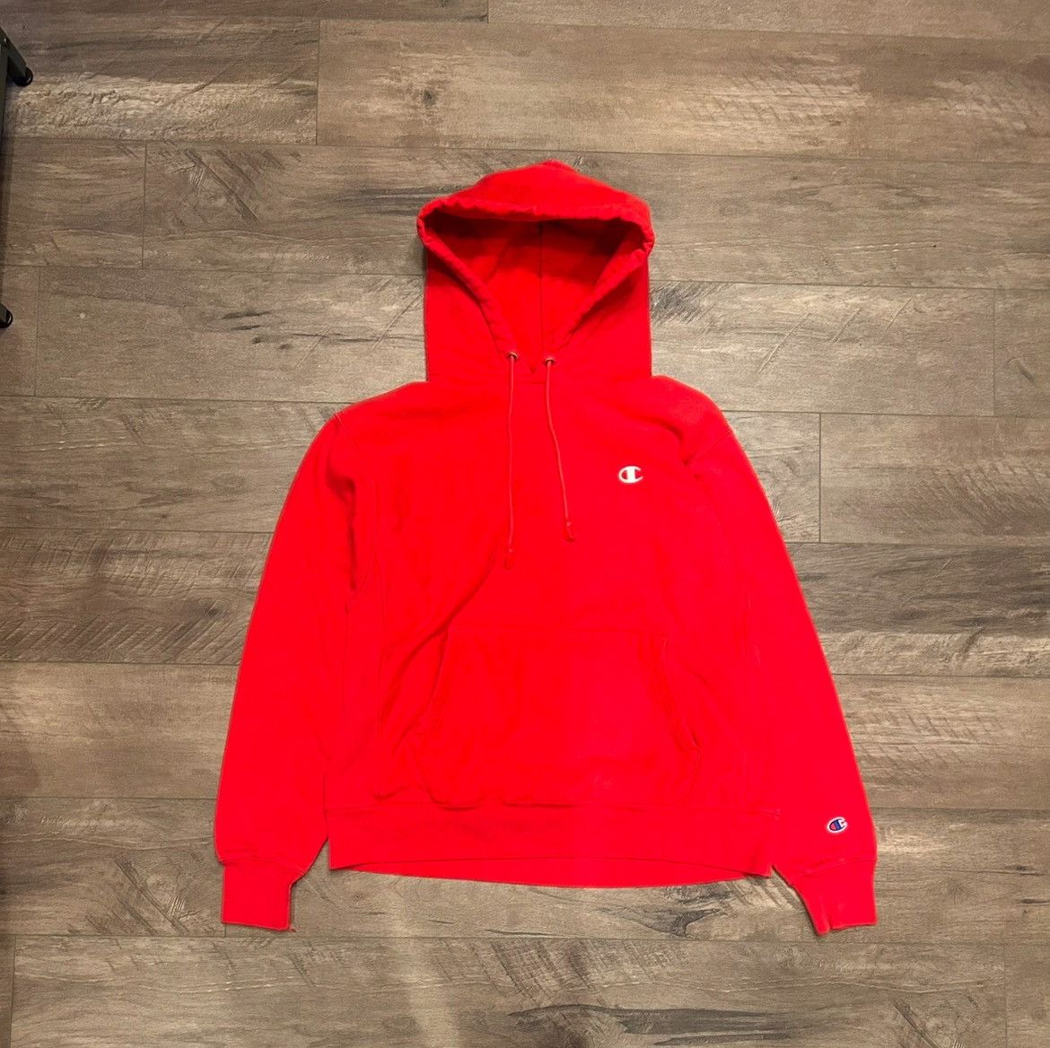 Champion × Vintage Vintage 90s champion red blank hoodie Reverse weave Size US L / EU 52-54 / 3 - 1 Thumbnail