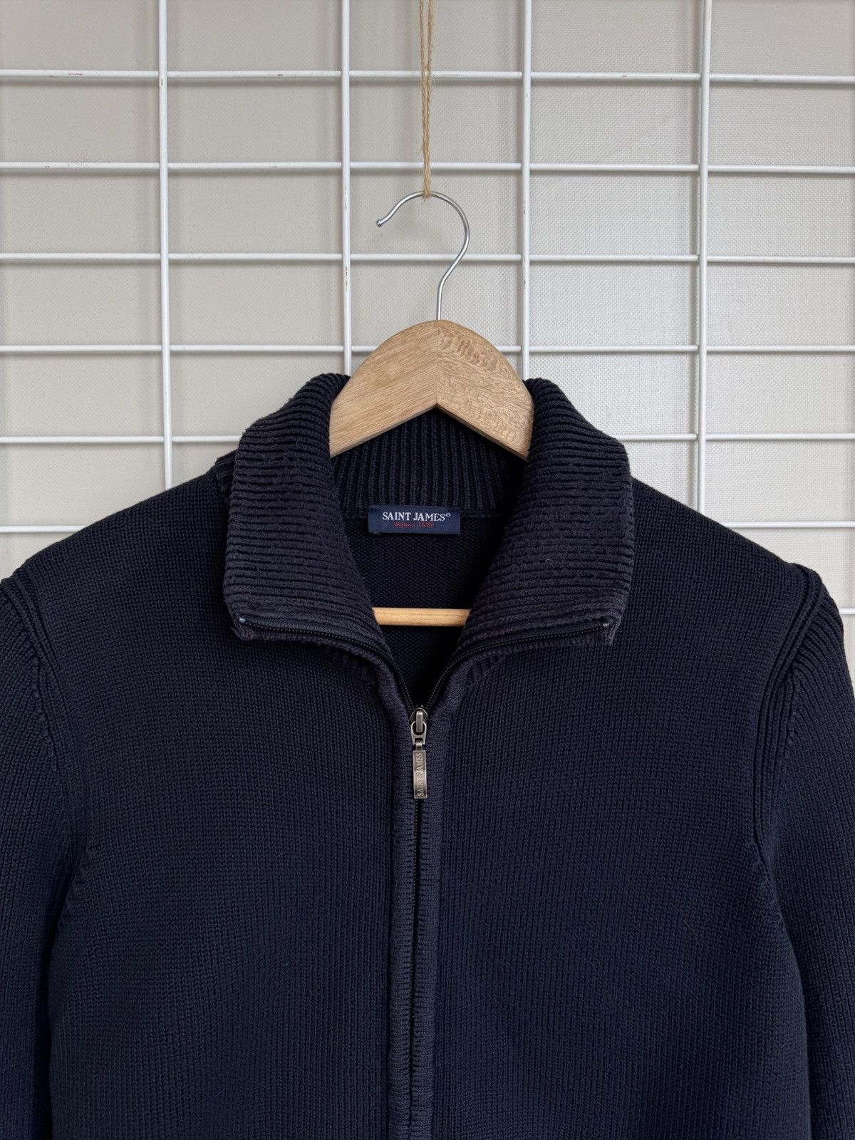 Saint James Saint James Zip Knit Sweater Mens Size M Navy Blue Vintage Size US M / EU 48-50 / 2 - 2 Thumbnail