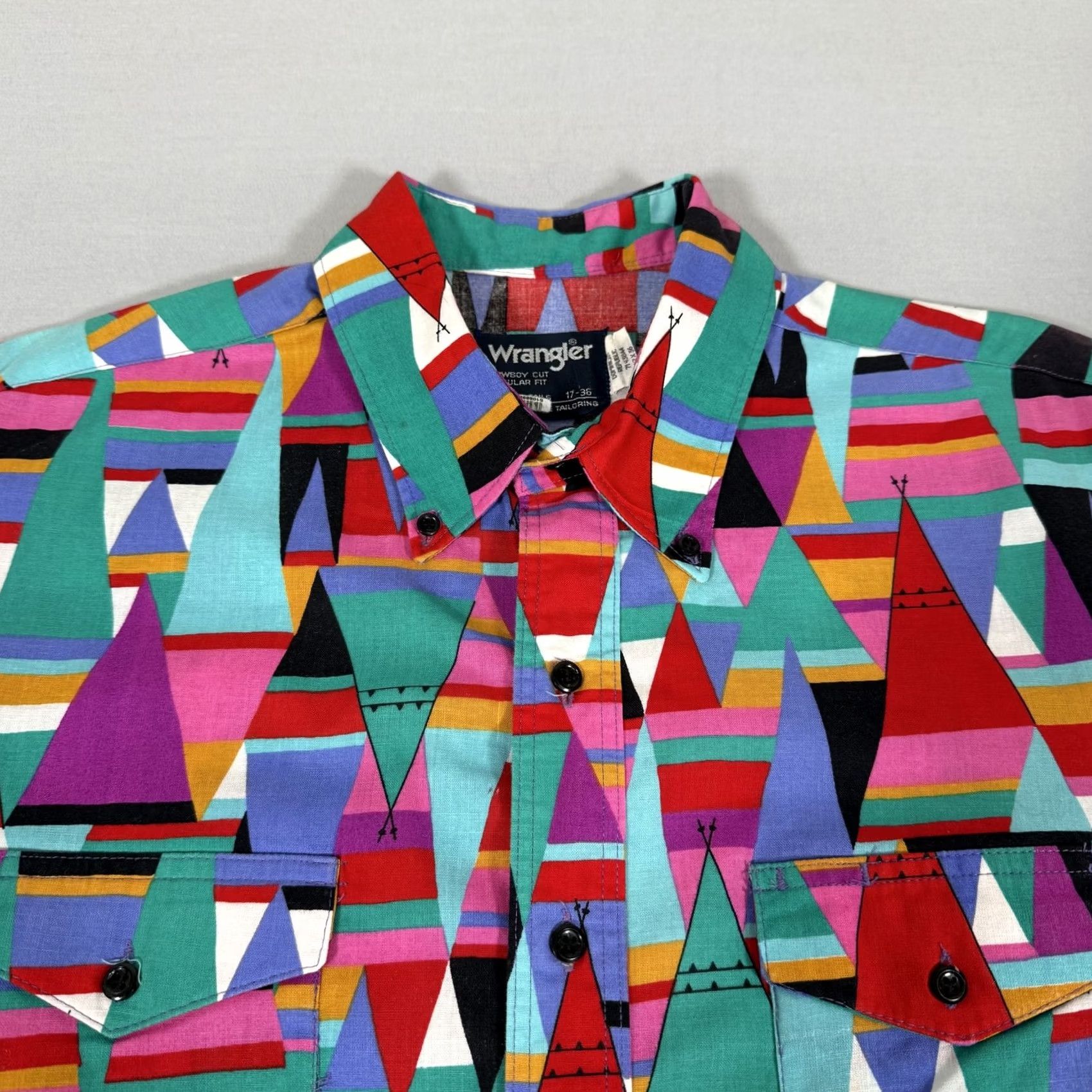 Wrangler VINTAGE Wrangler Shirt Mens XL Aztec Brushpopper Button Up Teepee Western 90s Size US XL / EU 56 / 4 - 3 Thumbnail