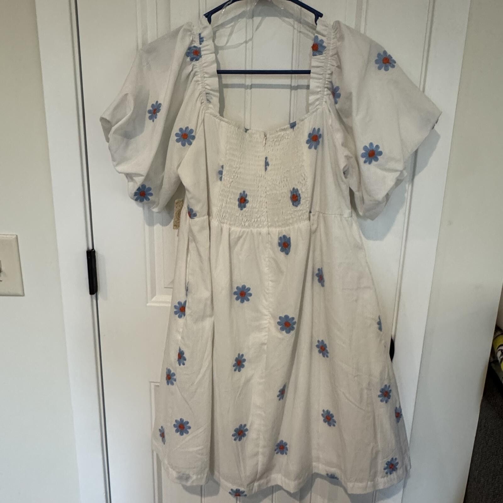 Other Altard State White Dress with Blue and Orange Floral Embrodi Size M / US 6-8 / IT 42-44 - 7 Thumbnail