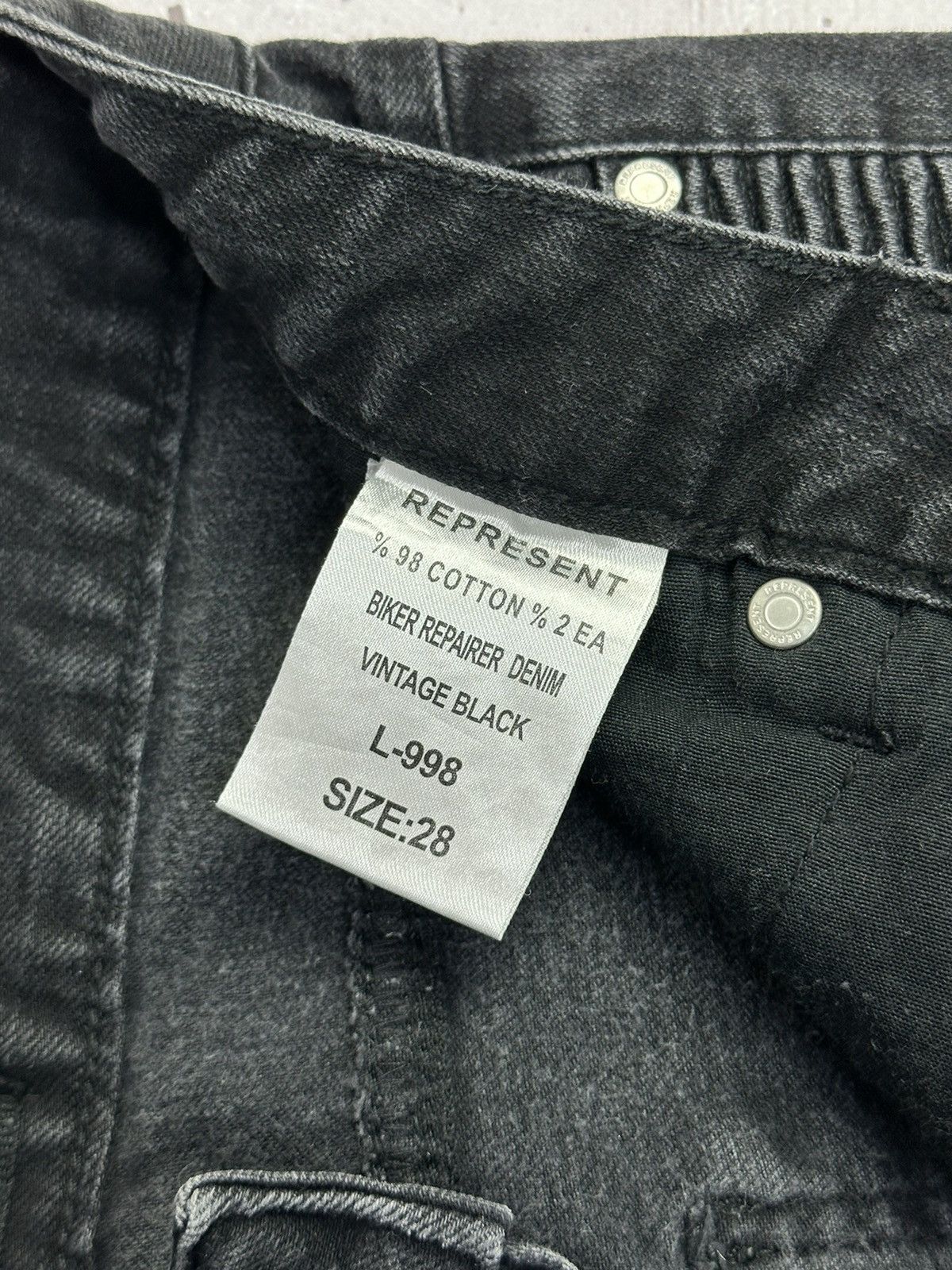 Represent Clo. Represent Biker Repairer Vintage Black Men’s Denim Pants Size US 28 / EU 44 - 7 Thumbnail