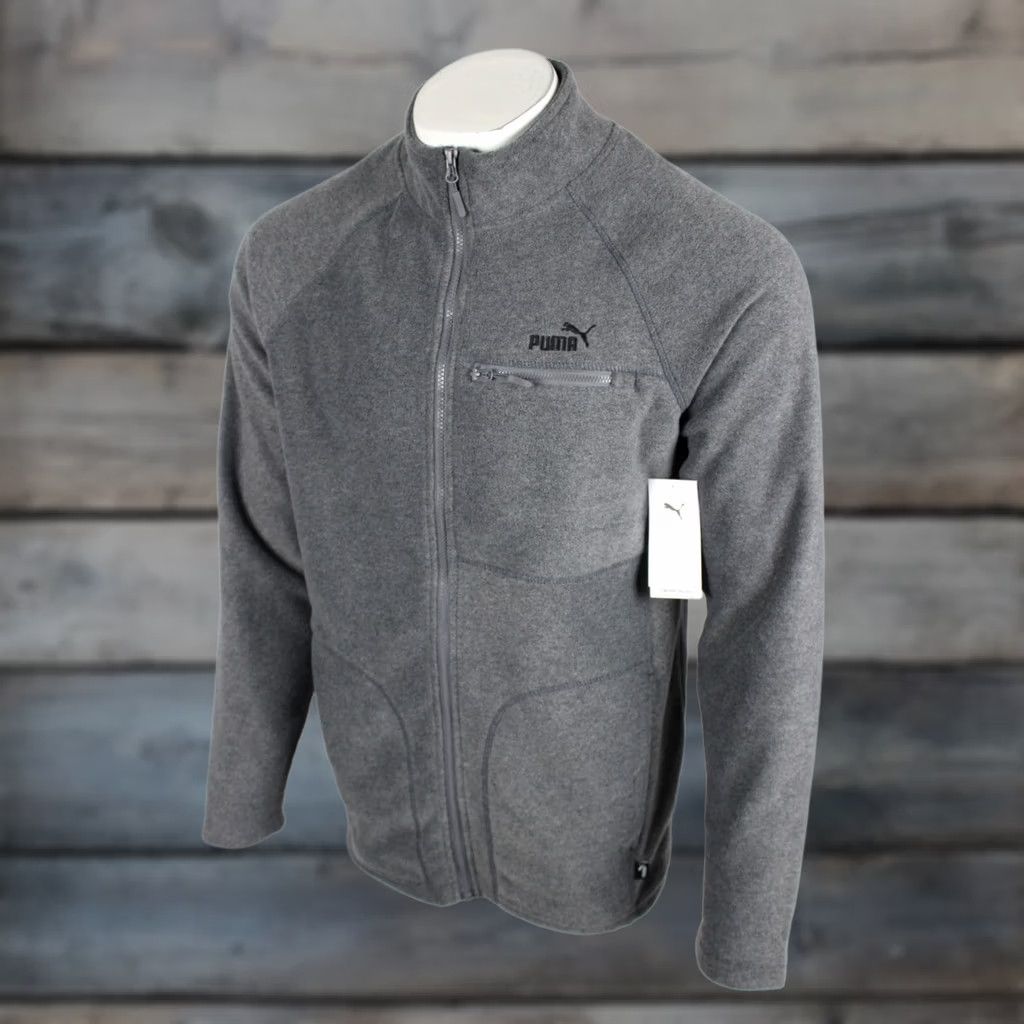 Puma Puma Men's Polar Fleece Jacket Raglan Sleeve M Medium Charcoal Heather 149318 Size US M / EU 48-50 / 2 - 1 Thumbnail
