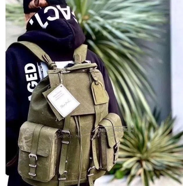 READYMADE ReadyMade Vintage Military Fabric Flap Pocket Backpack. Size ONE SIZE - 7 Thumbnail