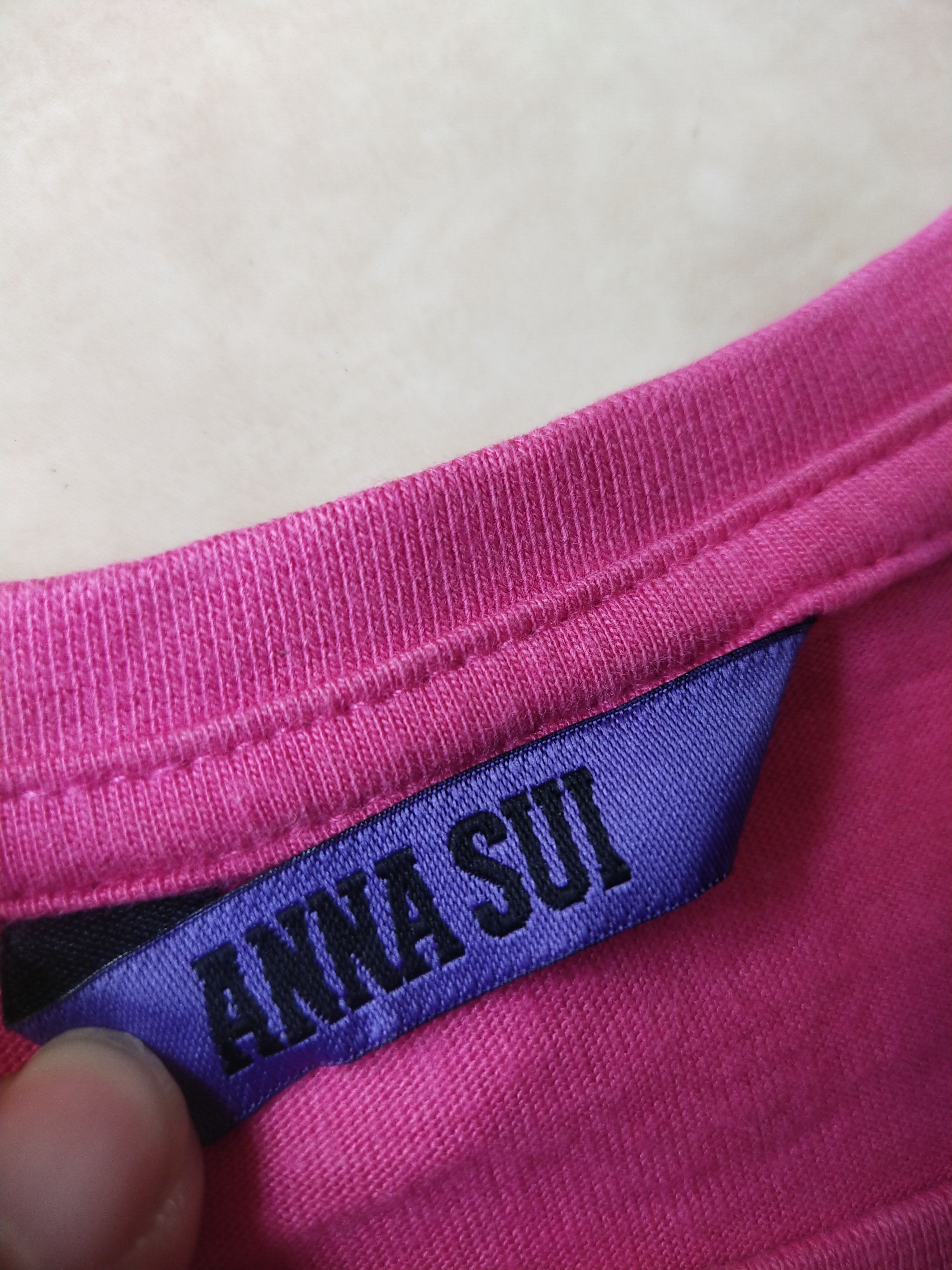Anna Sui Anna Sui "Anna Loves Me" Heart Embroidery Pink T-Shirt Size L / US 10 / IT 46 - 5 Thumbnail