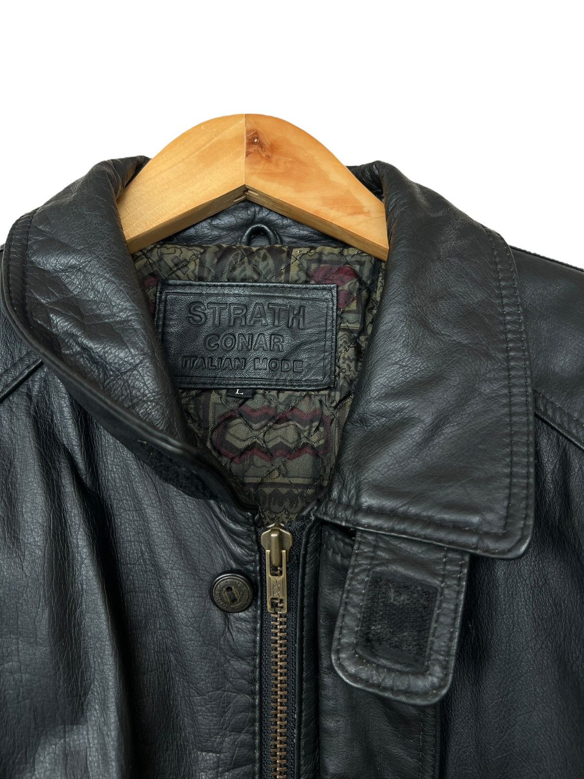 Vintage Vintage 90s Italian Mode A2 Black Flight Leather Jacket Size US M / EU 48-50 / 2 - 13 Thumbnail