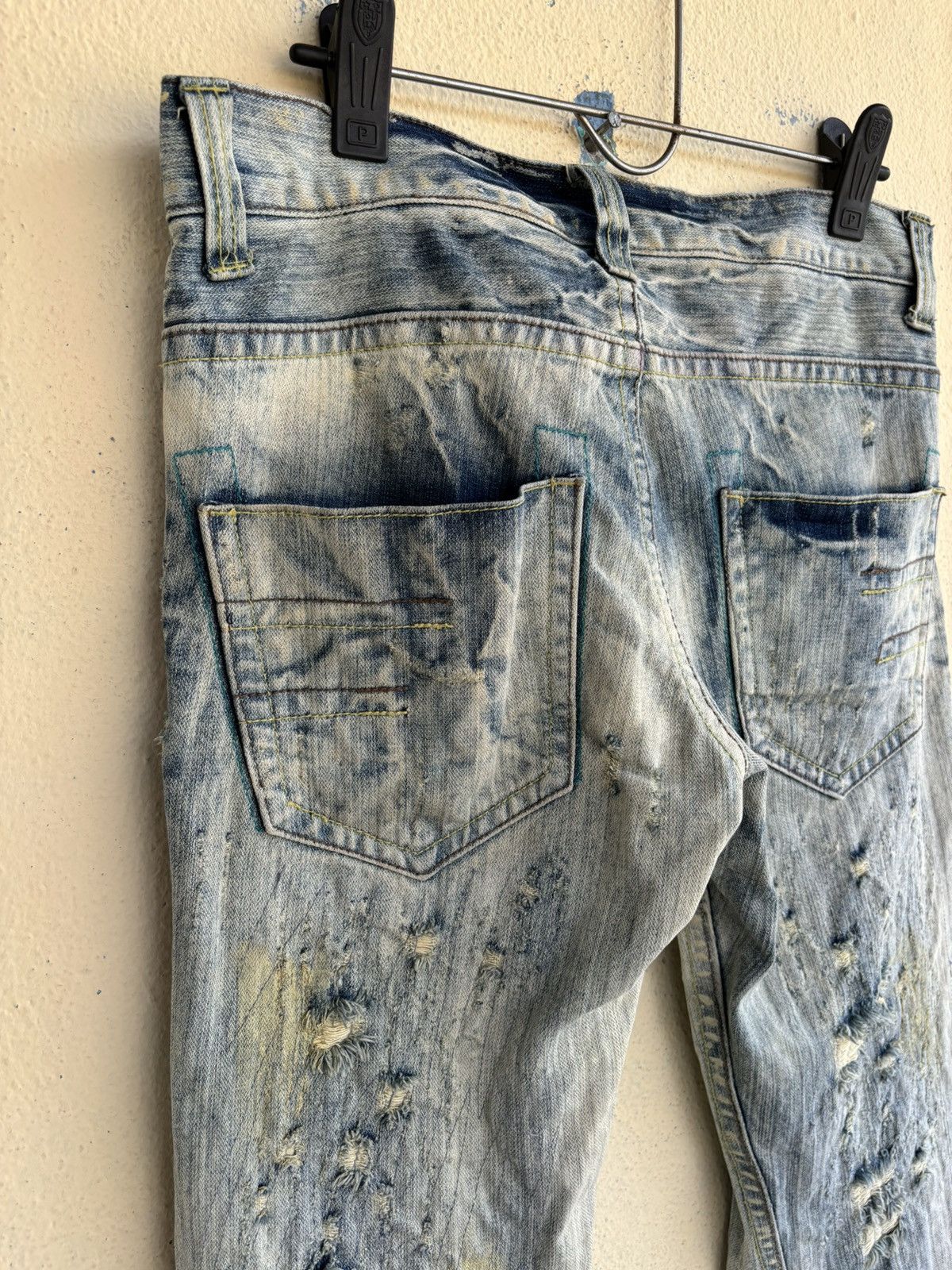 Japanese Brand Mud Wash Ripped Trashed Semi Bootcut Jean Size US 35 - 16 Thumbnail