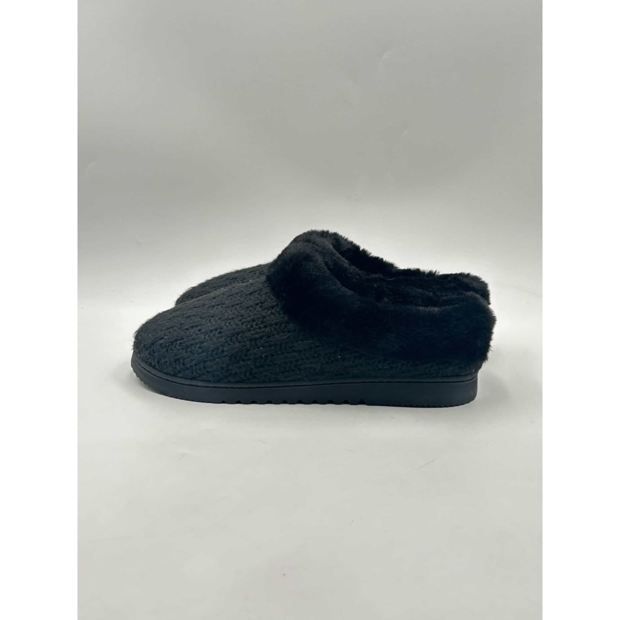 Other Dearfoams Memory Foam Slippers Womens 7-8 Black Faux Fur Cuf Size US 7 / IT 37 - 4 Thumbnail