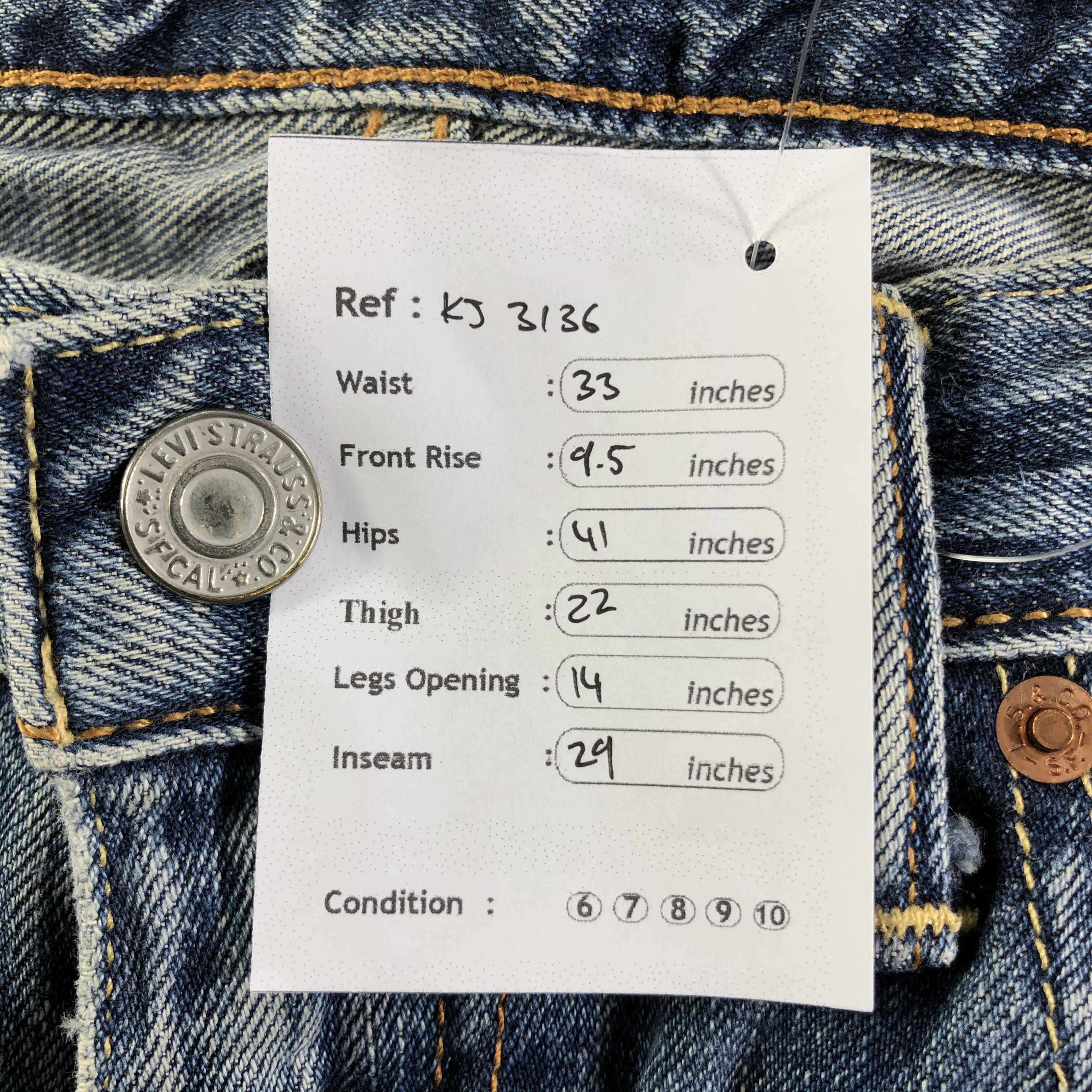 Levi's Vintage Levis 502 Jeans Blue Wash Denim KJ3136 Size US 31 - 11 Thumbnail